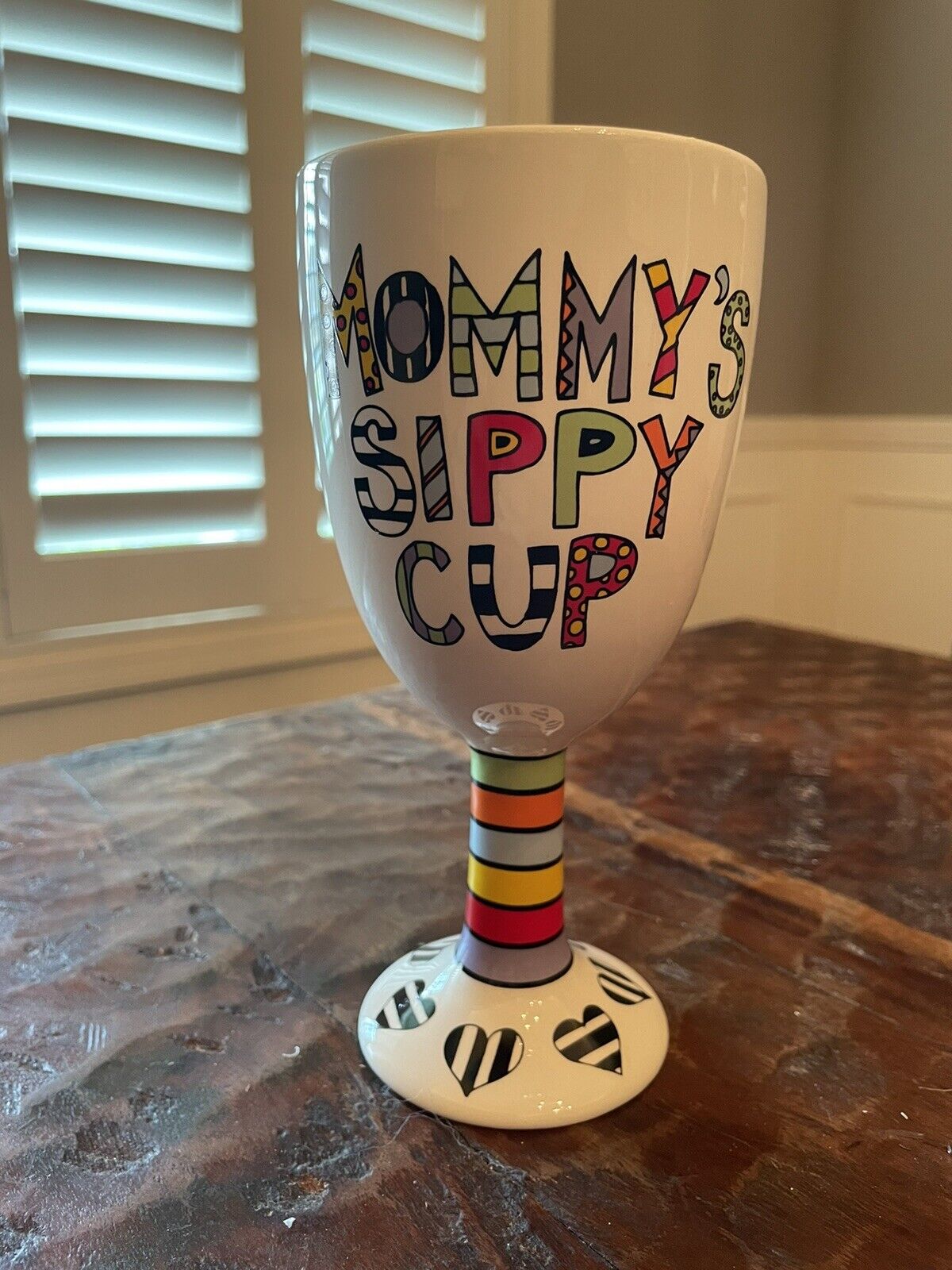 Wine Glass Goblet Mommy\'s Sippy Cup Lorrie Veasey Our Name is Mud Multi Color