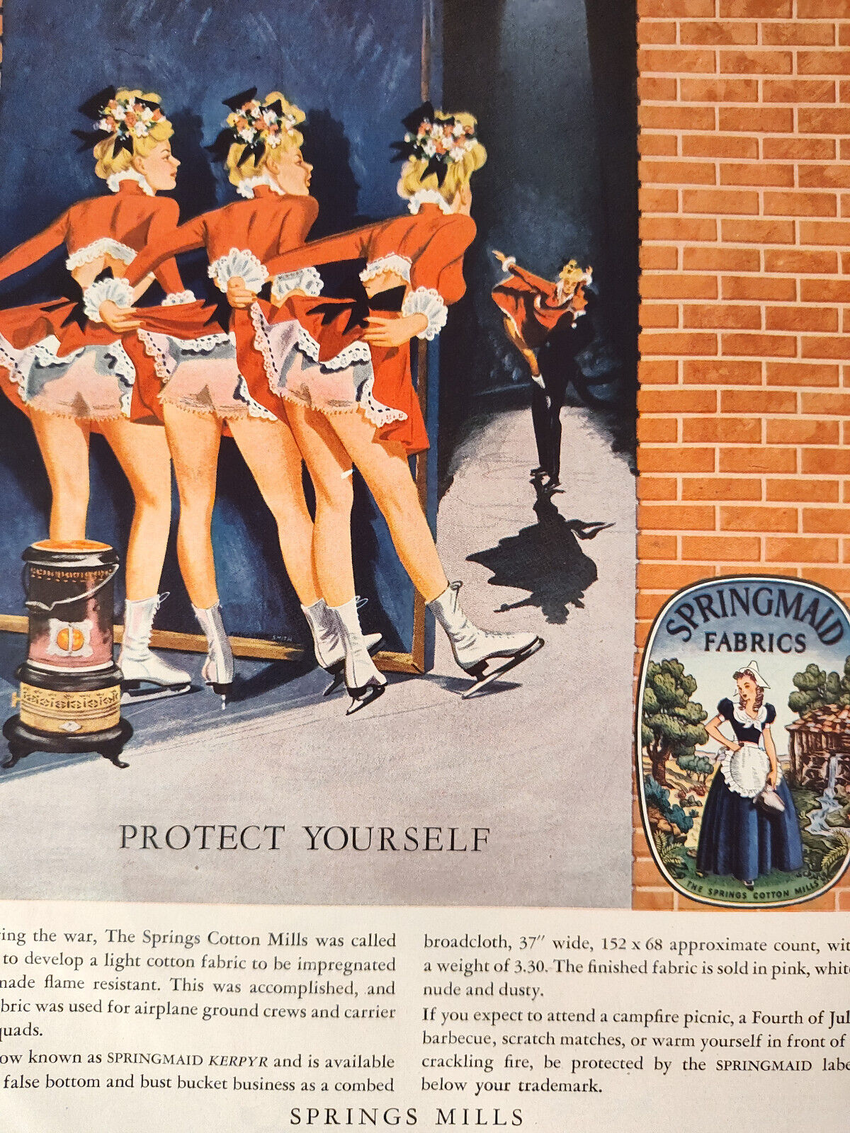 1948 Esquire Art Ads Protect Yourself Springmaid Fabrics Botany Ties