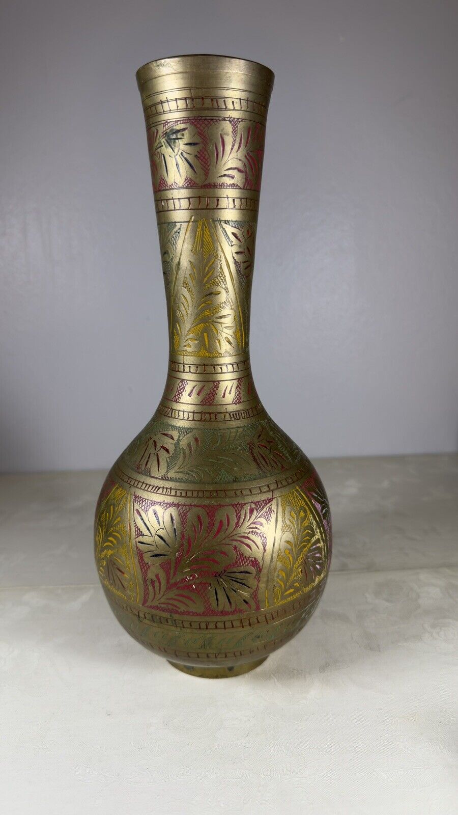 Vintage Inlaid Bronze Vase Art 