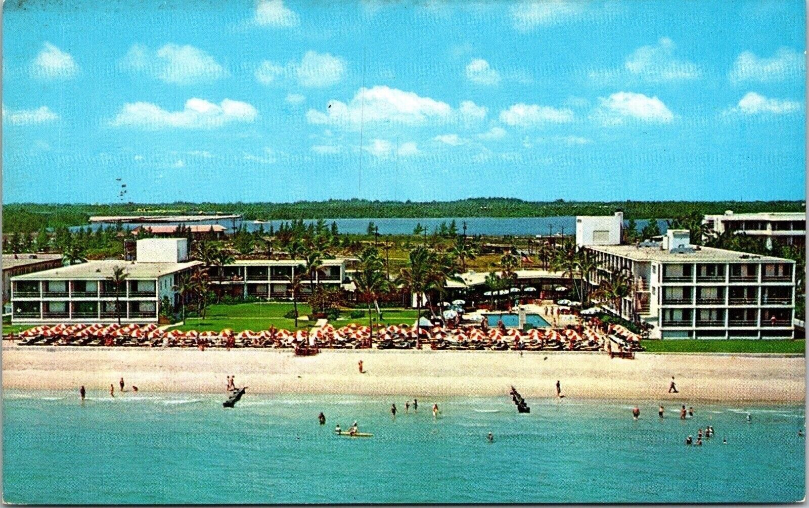 Pan American Motel Miami Beach Florida Scenic Birds Eye View Chrome Postcard
