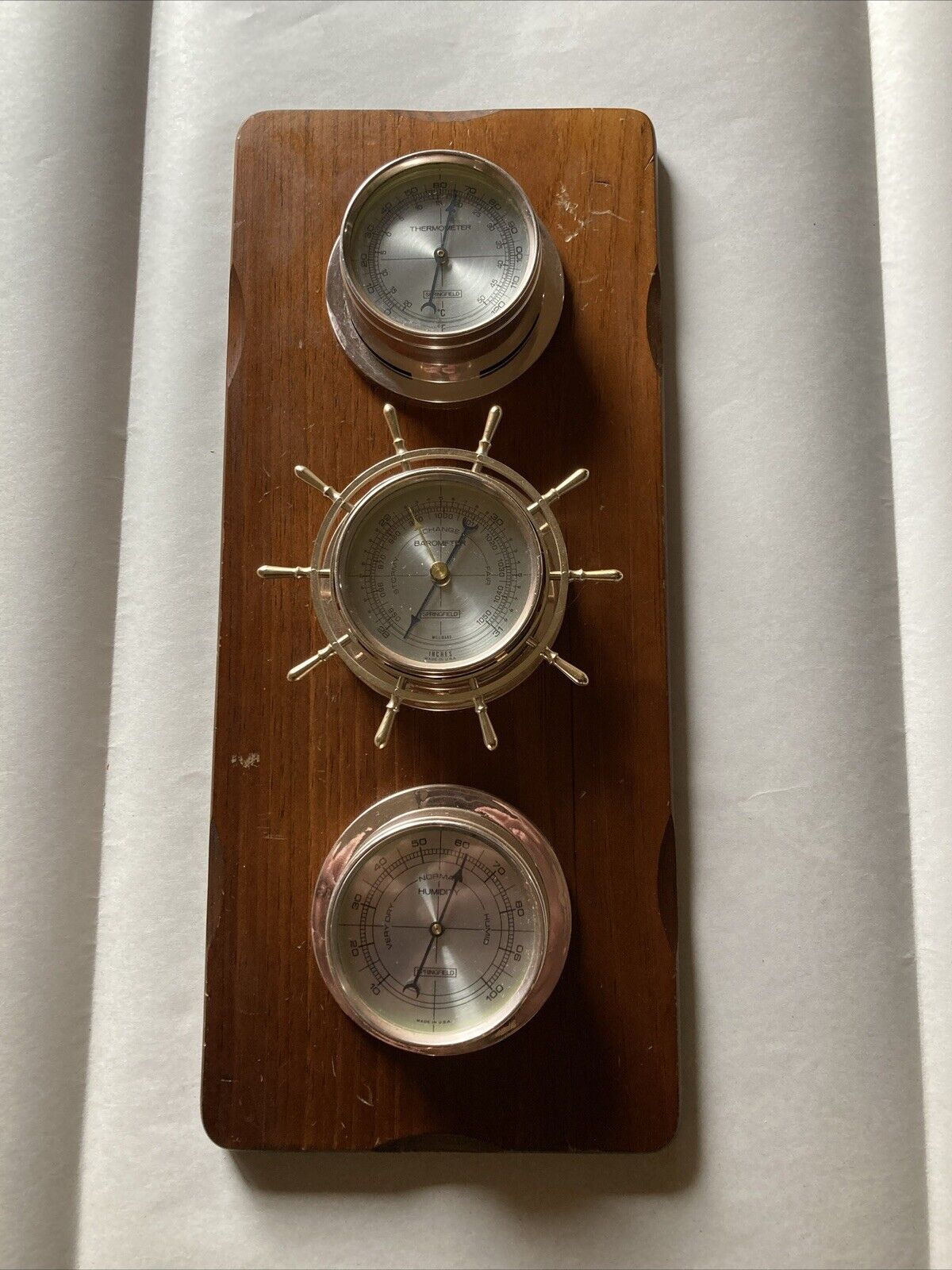 Vintage Springfield instrument Co Weather Station Barometer Thermometer Humidity