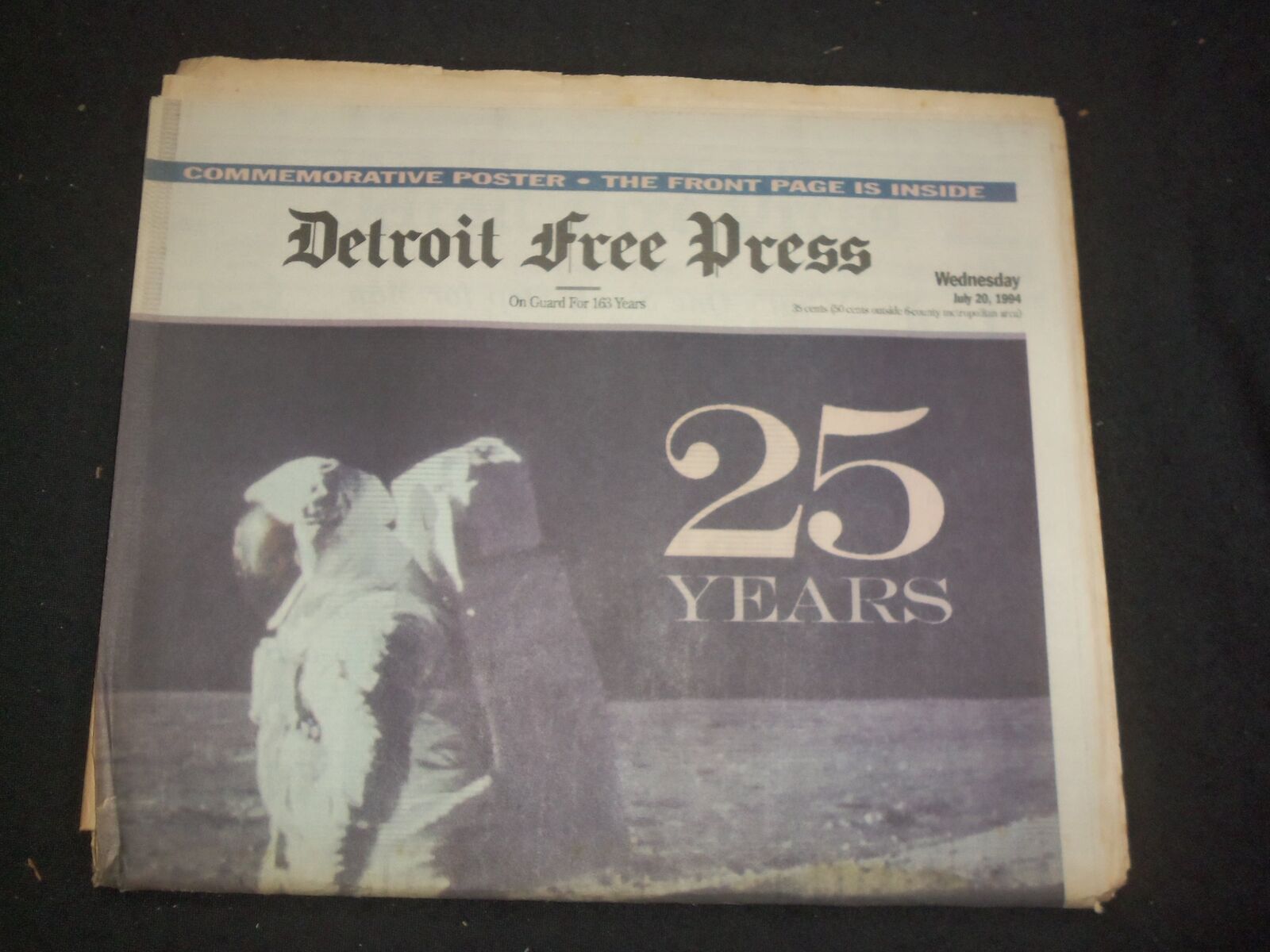 1994 JULY 20 DETROIT FREE PRESS NEWSPAPER - 25 YEARS AFTER MOON LANDING- NP 7705