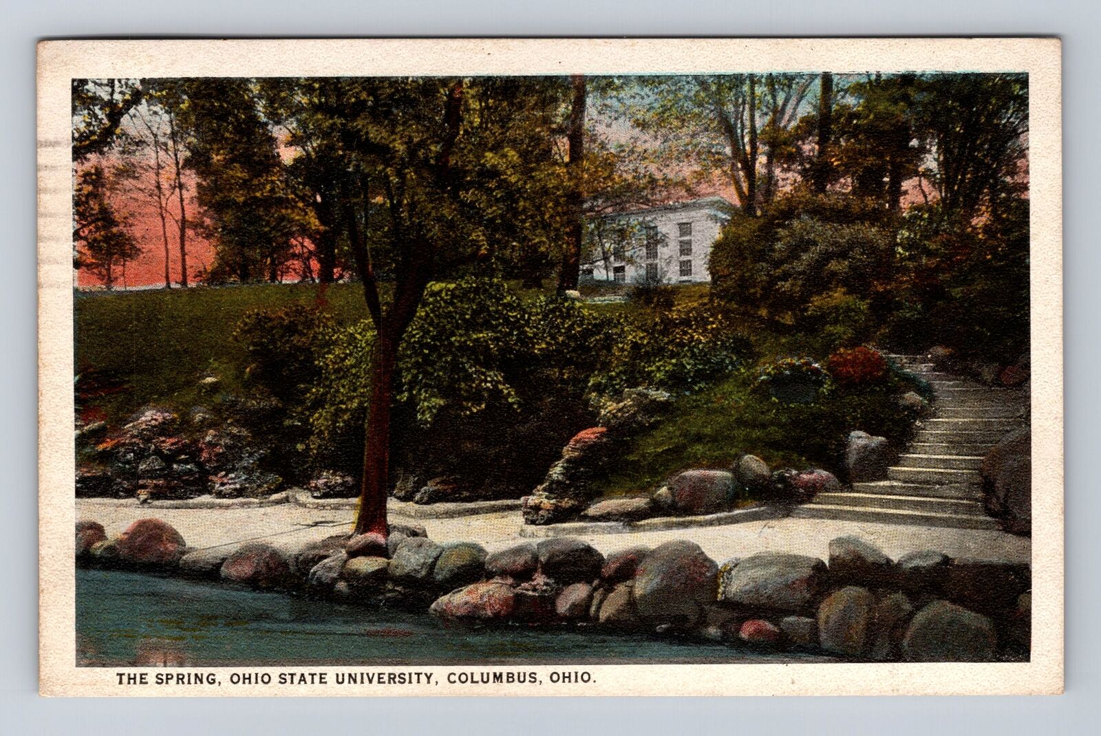 Columbus OH-Ohio, Spring, Ohio State University, Antique Vintage c1924 Postcard