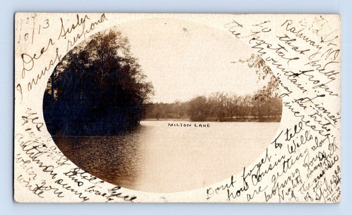 RPPC 1904. MILTON LAKE. RAHWAY, NJ. POSTCARD CK30