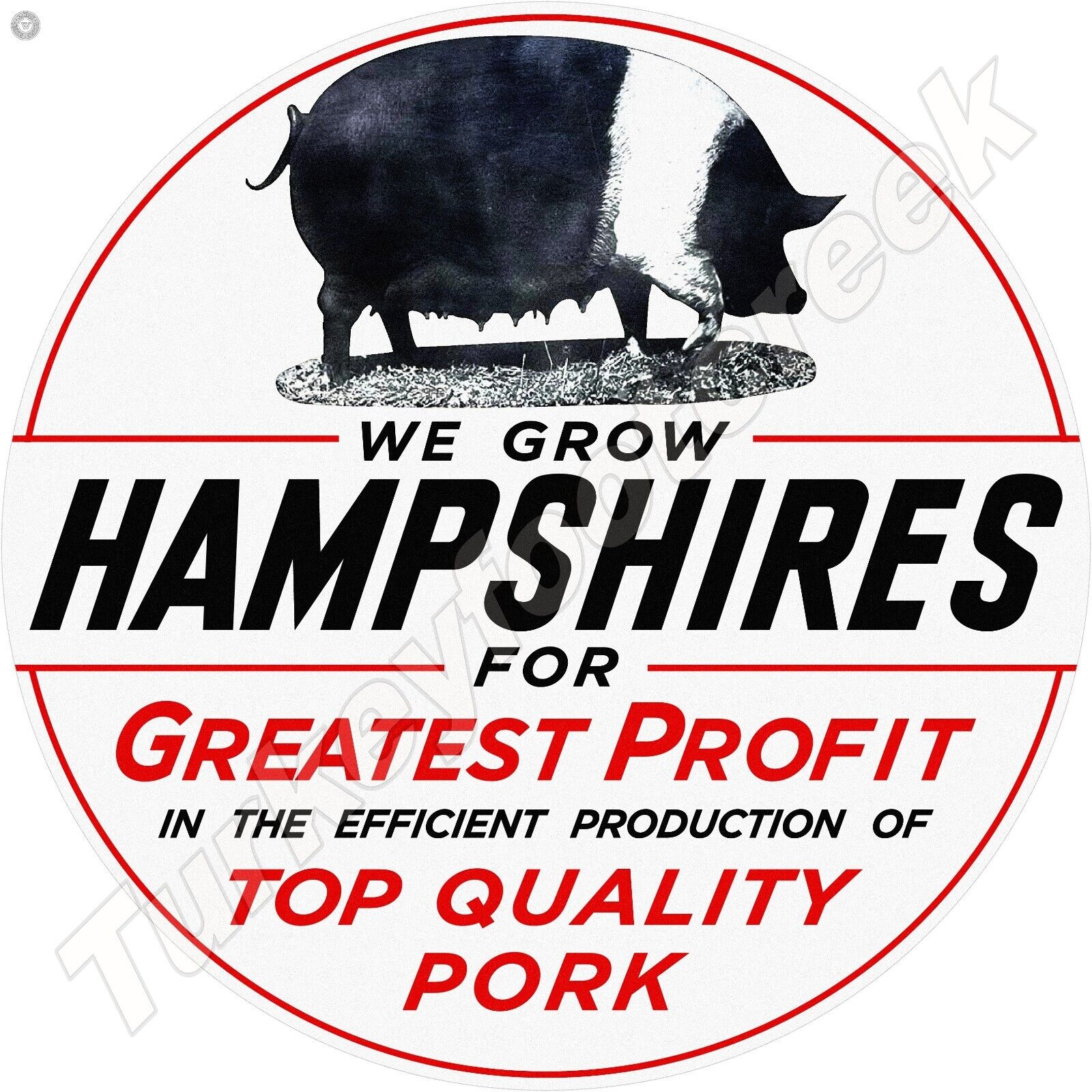 We Grow Hampshires Round Metal Sign 2 Sizes To Choose From