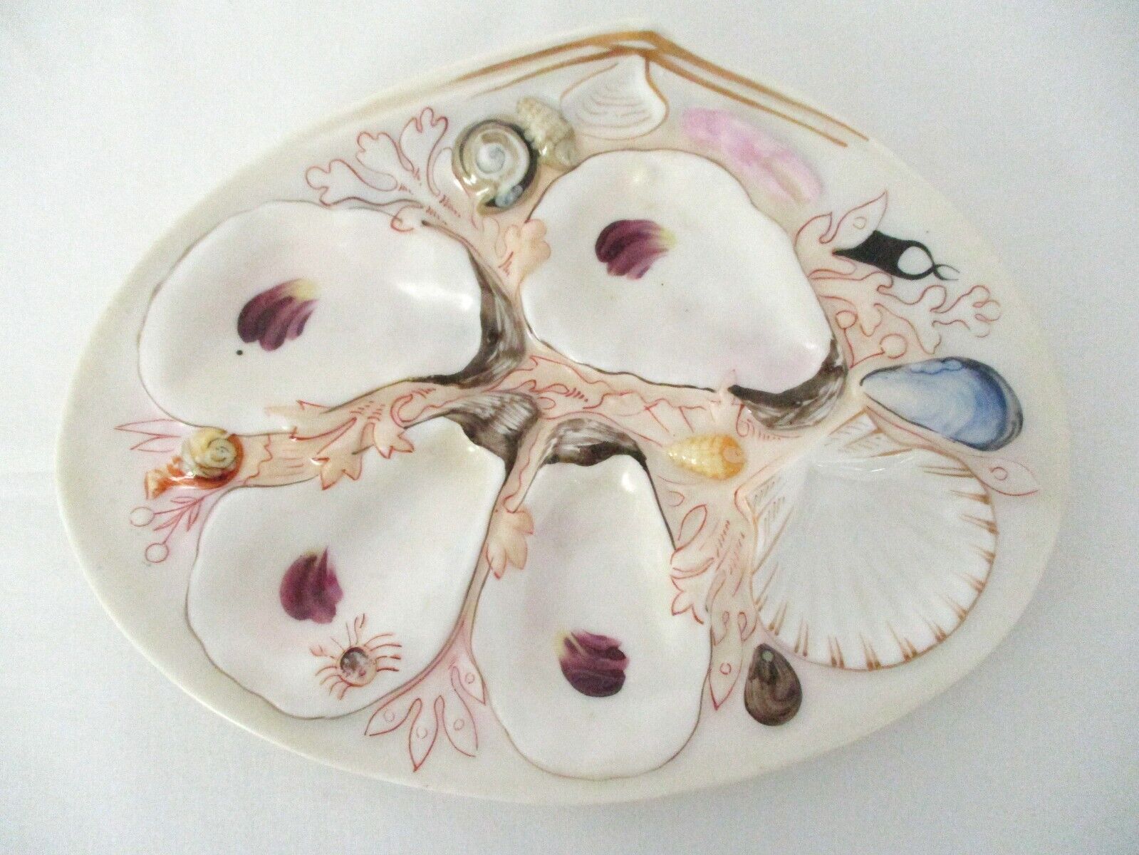 Beautiful UPW Antique Oyster Plate ~  Union Porcelain Works, Jan 4, 1881