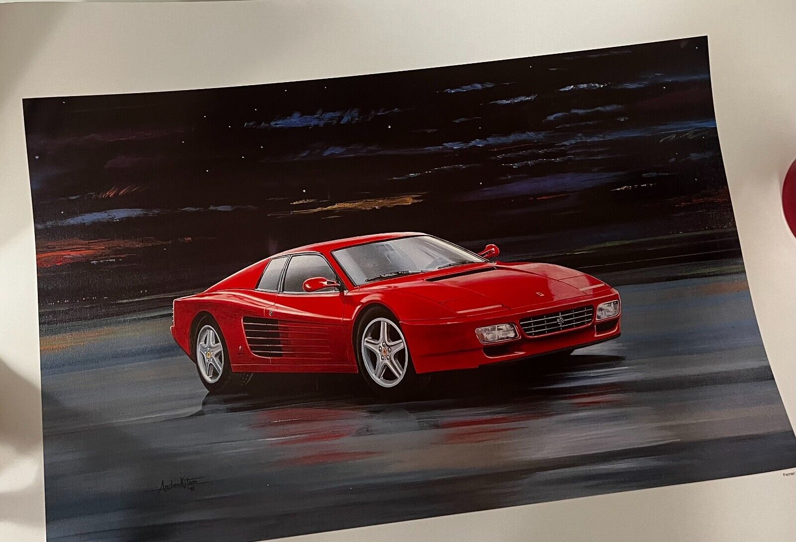 FERRARI 512 TR by Andrew Kitson 1992 - Rare Numbered Poster Reproduction