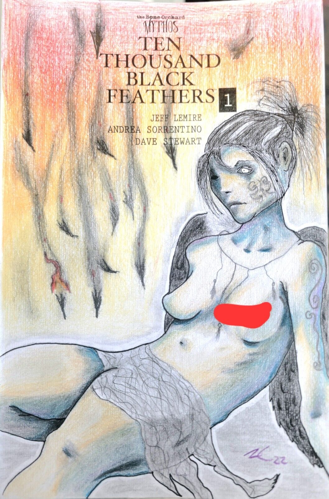 Ten Thousand Black Feathers #1 Image Comic Blank w Original Sketch Fallen Angel