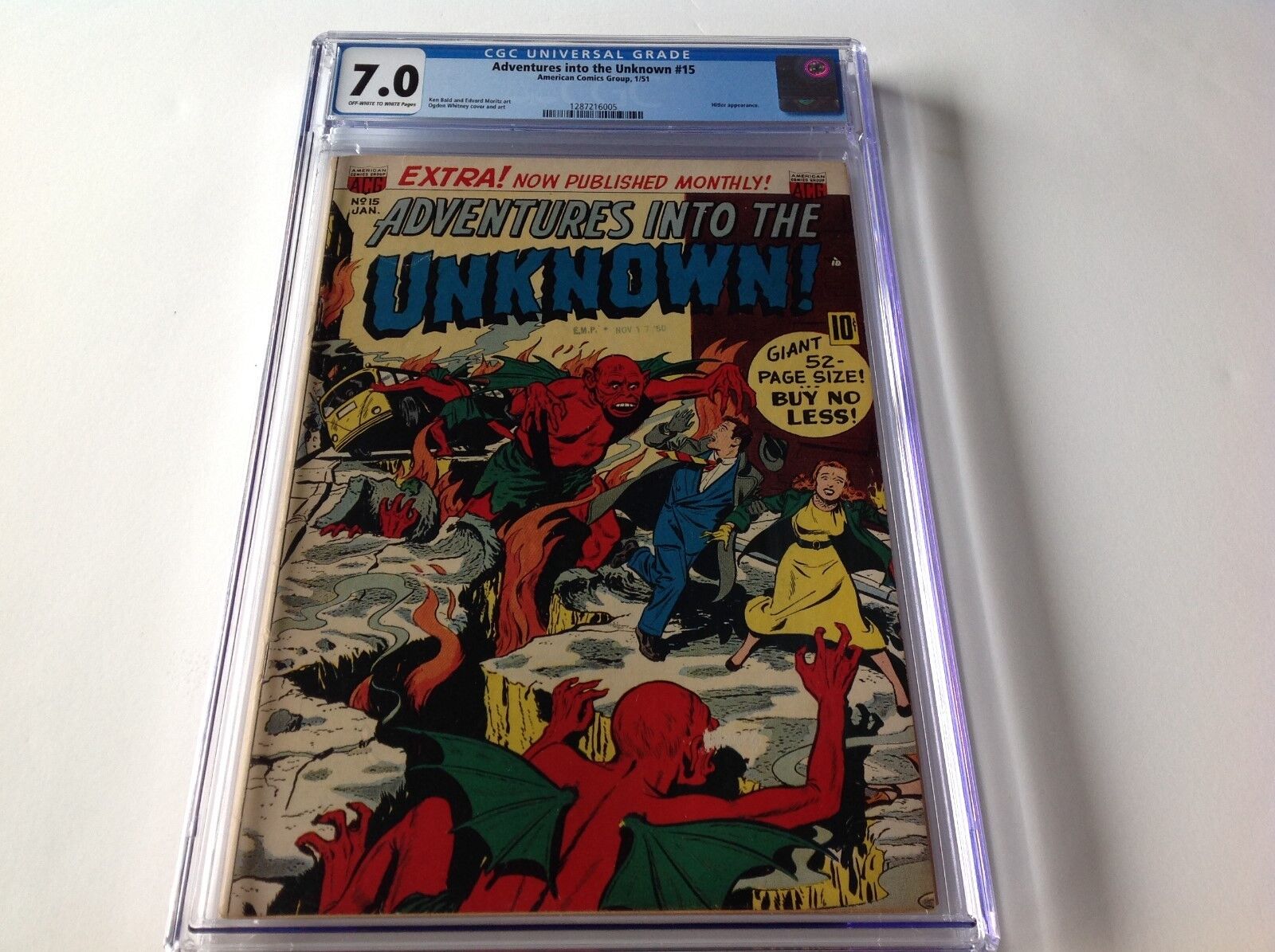 ADVENTURES INTO THE UNKNOWN 15 CGC 7.0 PRE CODE HORROR WINGED DEMONS ACG COMICS