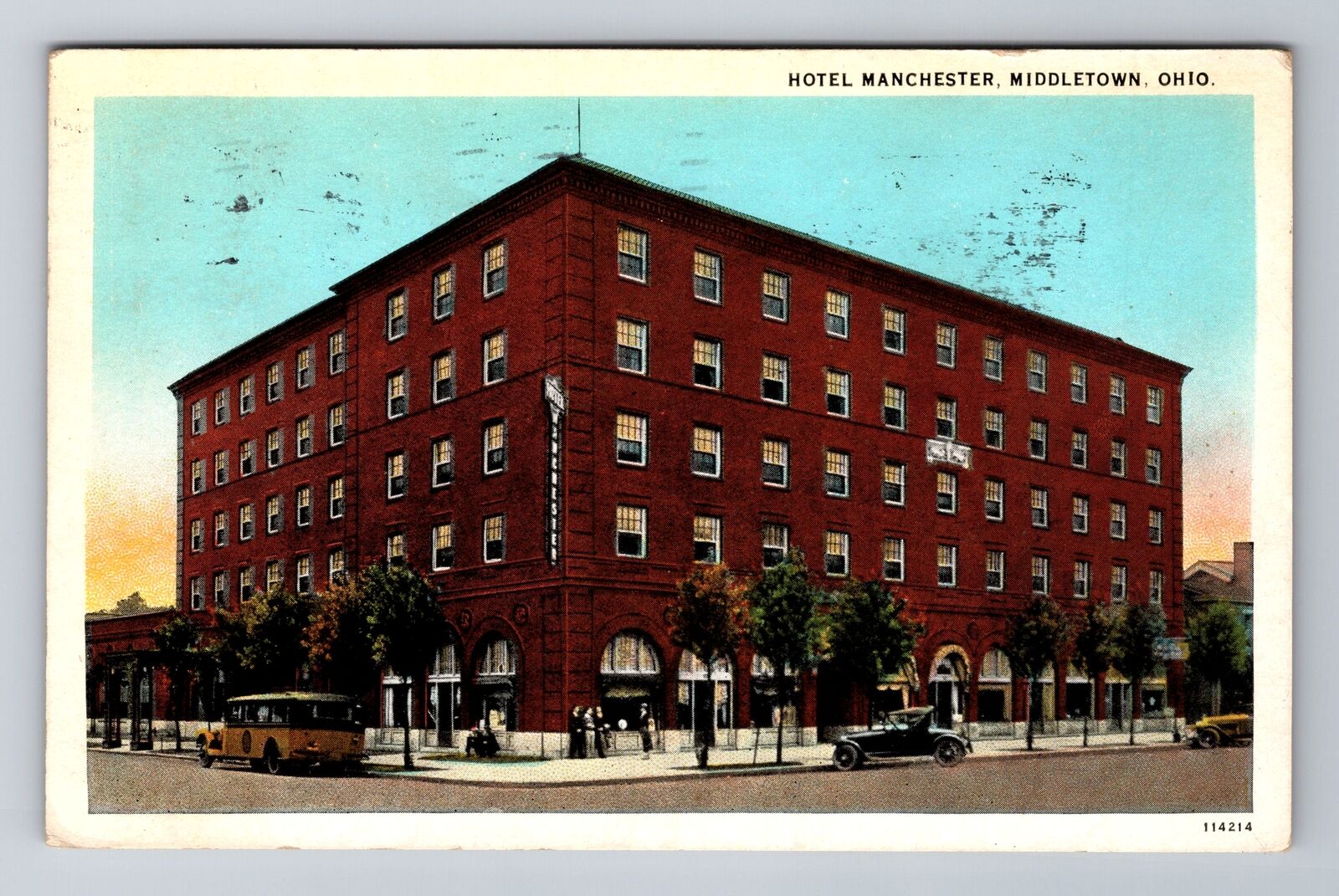 Middletown OH-Ohio, Hotel Manchester, Advertising c1928 Antique Vintage Postcard
