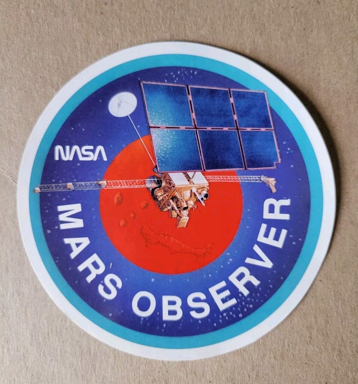 vintage NASA DECAL Mars Observer, Unsuccessful 1992 Mission RARE HISTORICAL ITEM
