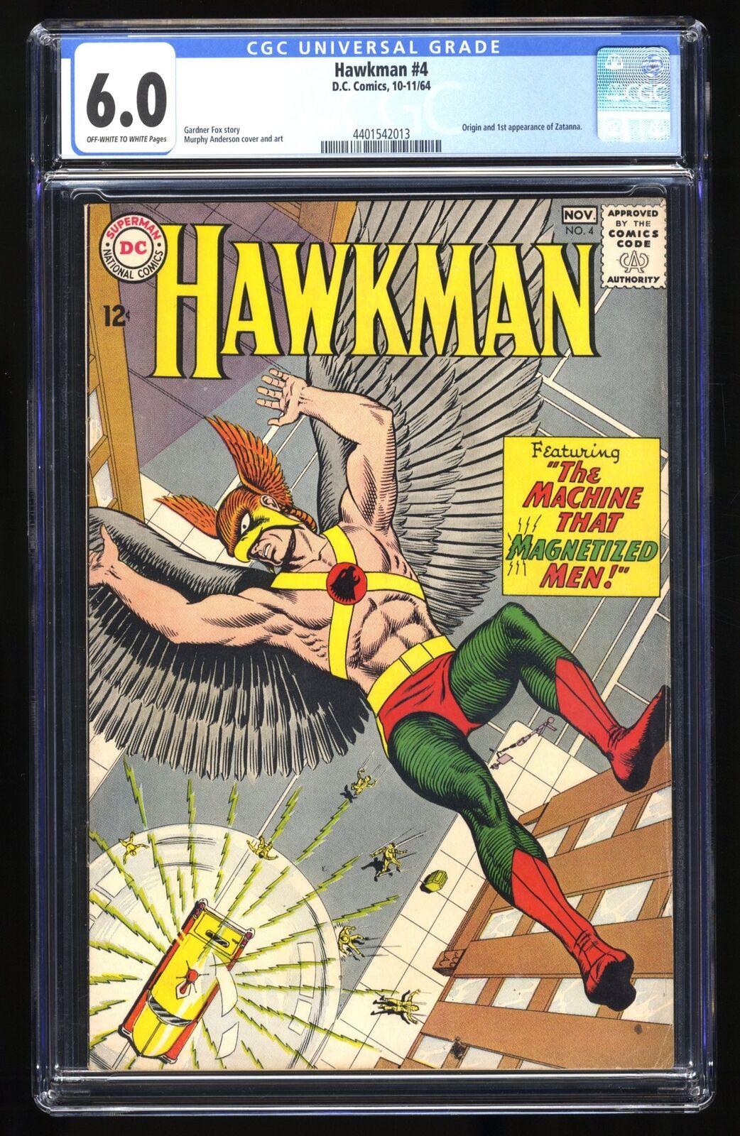 Hawkman #4 CGC FN 6.0 Off White to White 1st Appearance Zatanna DC Comics 1964