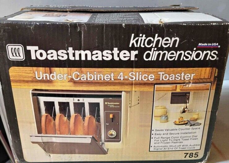 Rare Vintage Toastmaster Kitchen Dimensions Under Cabinet 4 Slice Toaster NOS