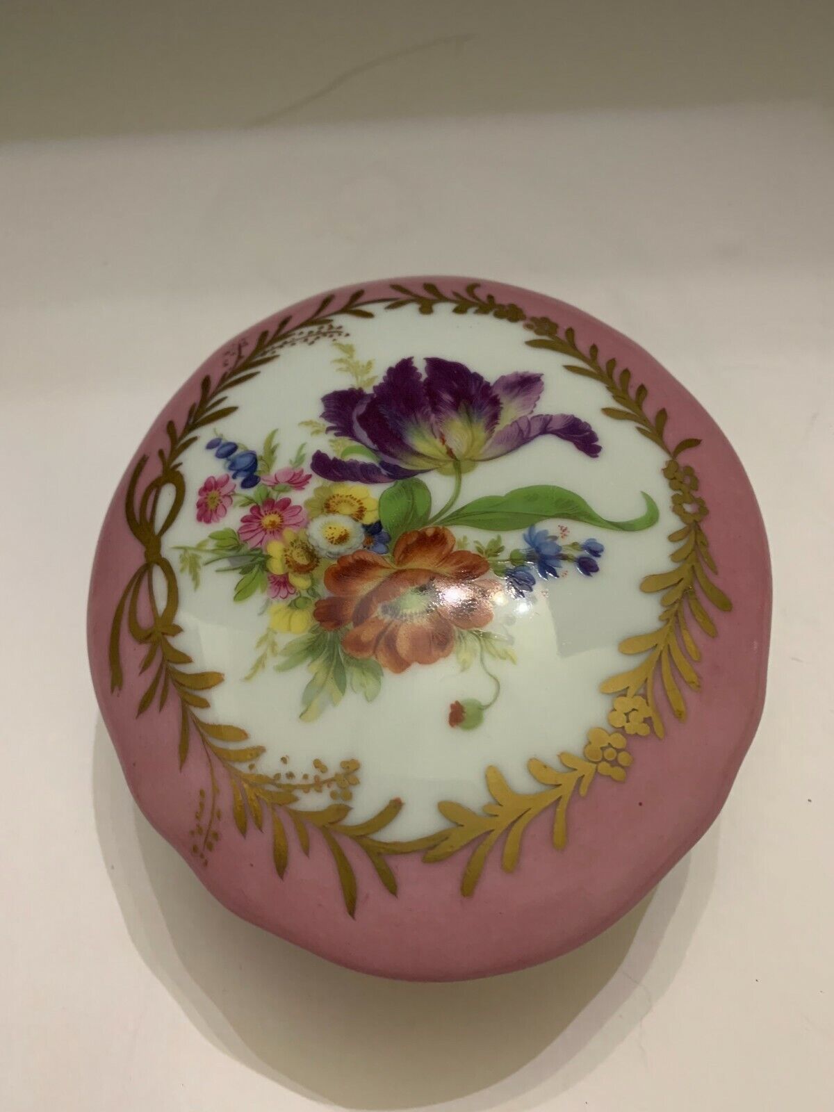 Vintage Elios Porcelain Hand Painted Trinket Box Floral Pattern
