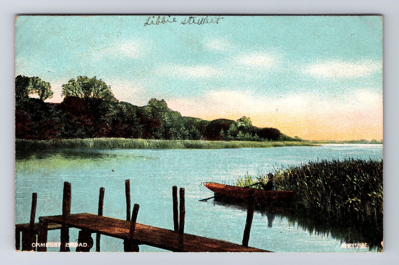 Norfolk England, Scenic View Of Ormesby Broad, Antique, Vintage Postcard