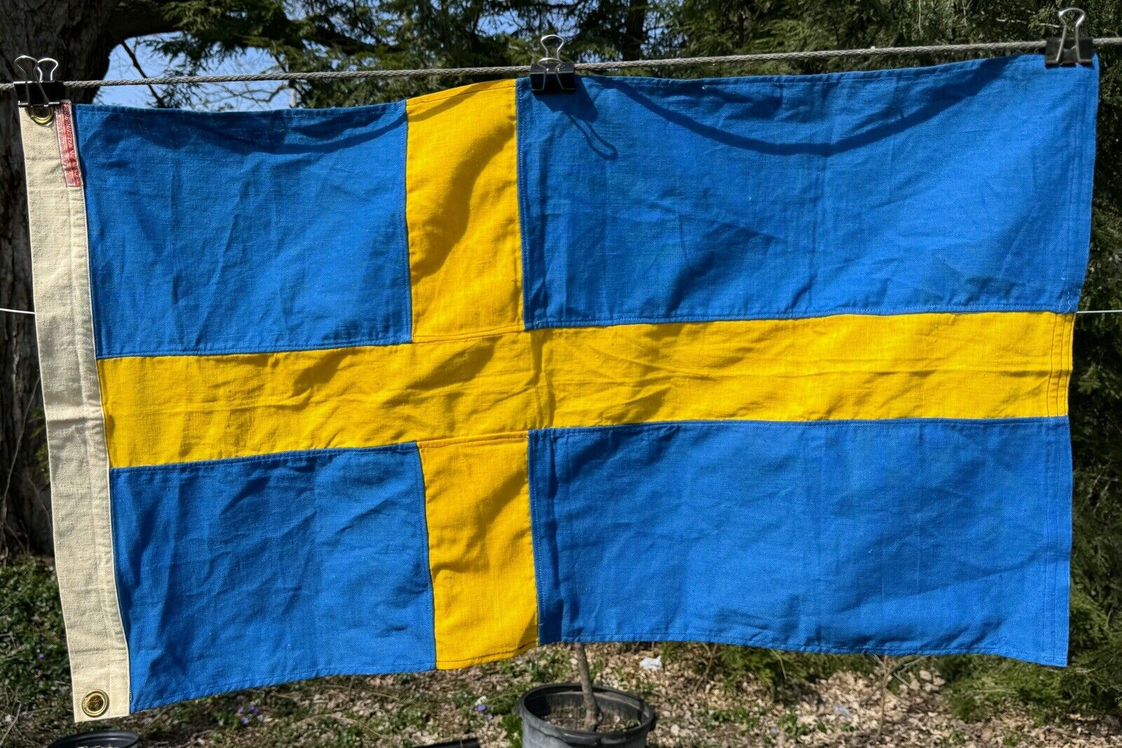 Vintage Sweden Cotton Flag 32” X 19” Kronan AB Halsingborg