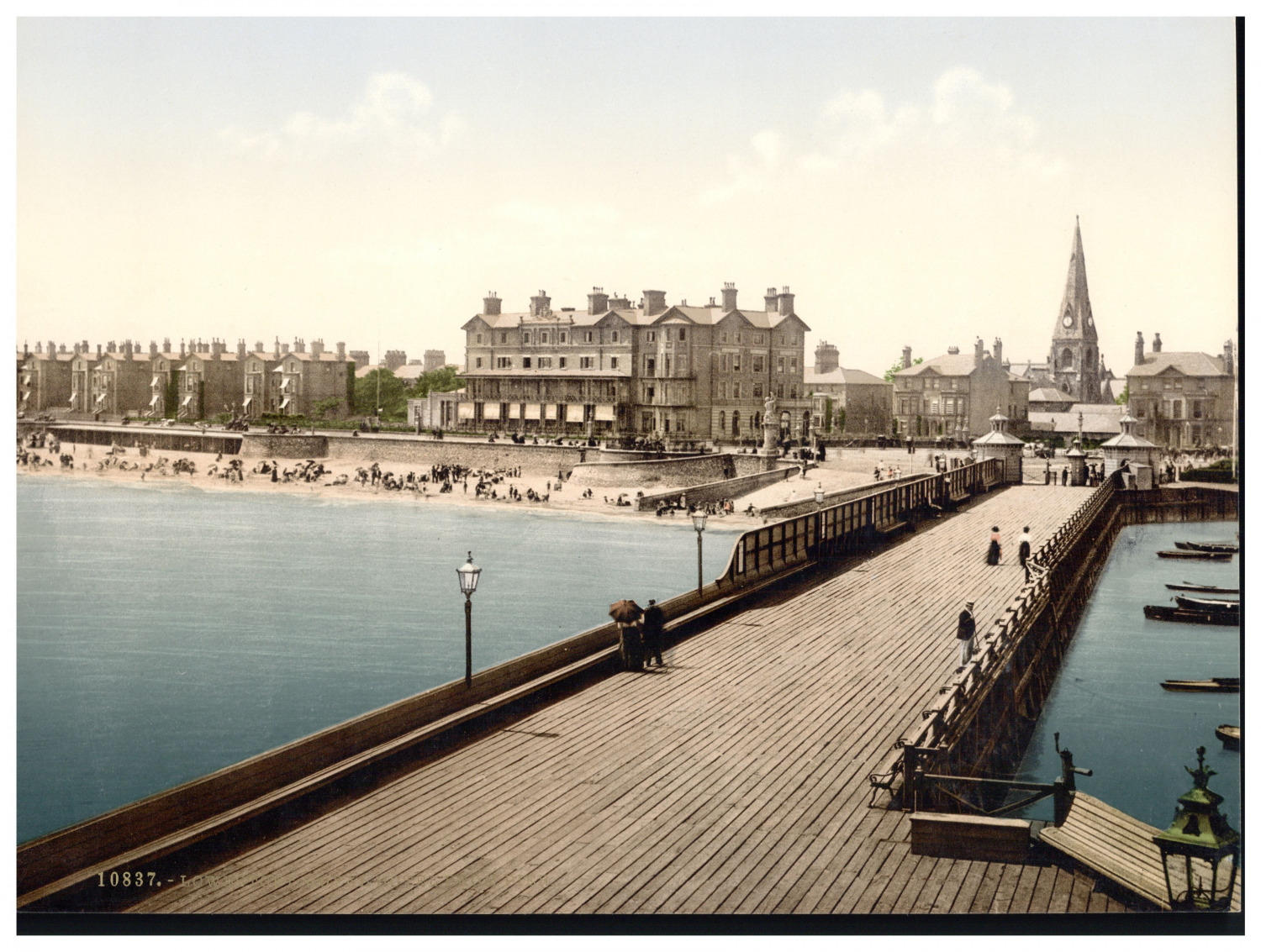 England, Lowestoft, Royal Hotel from Pier Vintage Photochrome, Photochrome