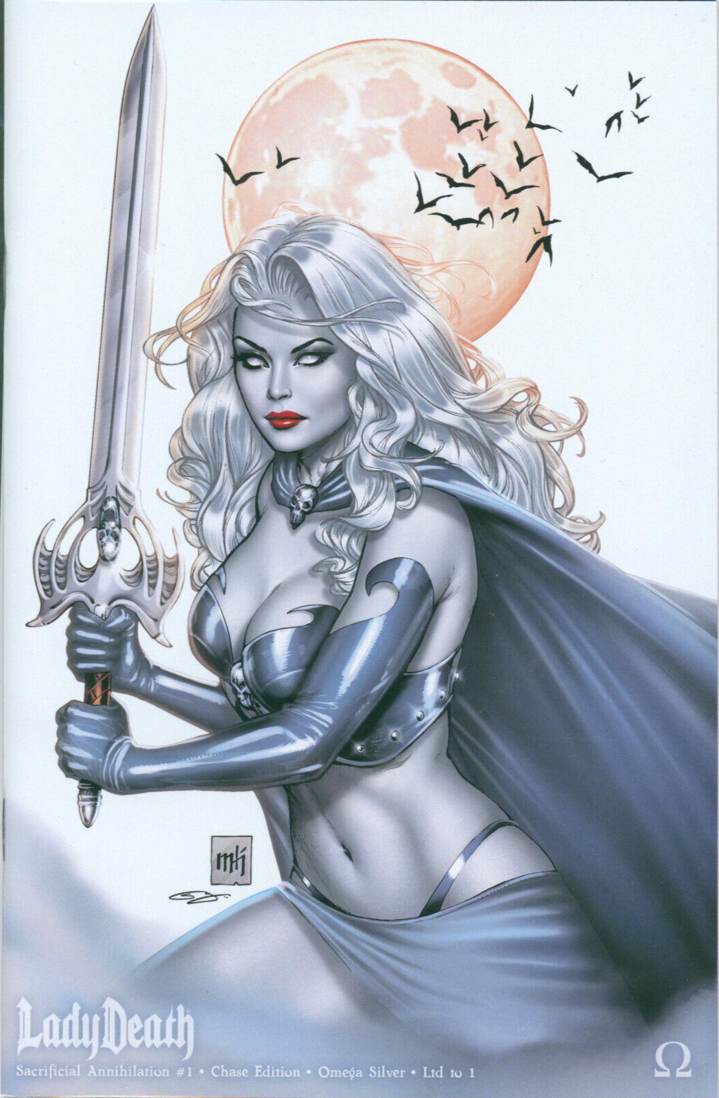 Lady Death Demonic Omens #1 Mike Krome Omega Silver Chase Edition Coffin Ltd /1