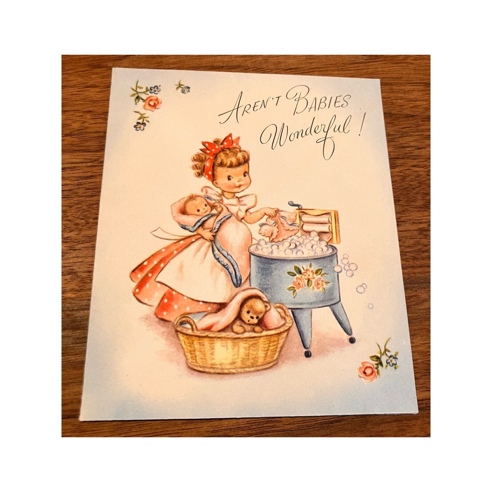 Vintage 1960s Baby Shower, Congrats, Greeting Card, Paper Ephemera