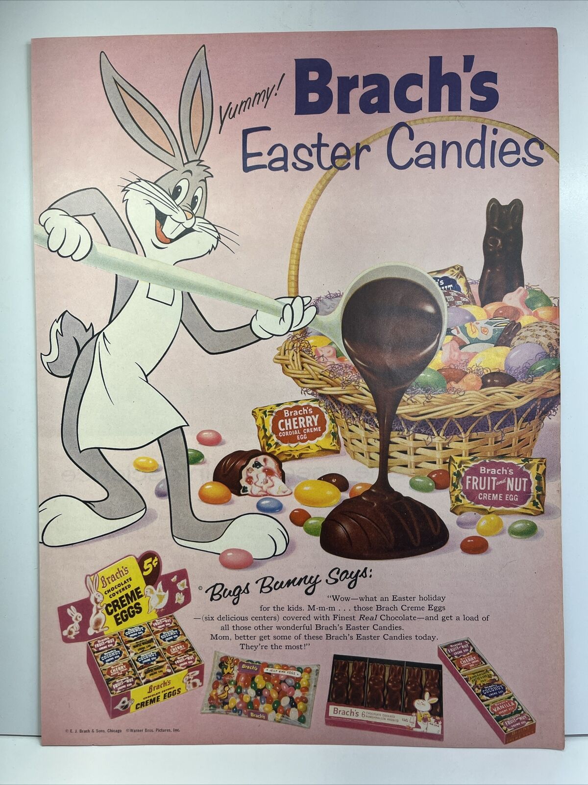 Brach\'s Easter Candies Bugs Bunny Easter 1958 Vintage Print Ad Life Magazine