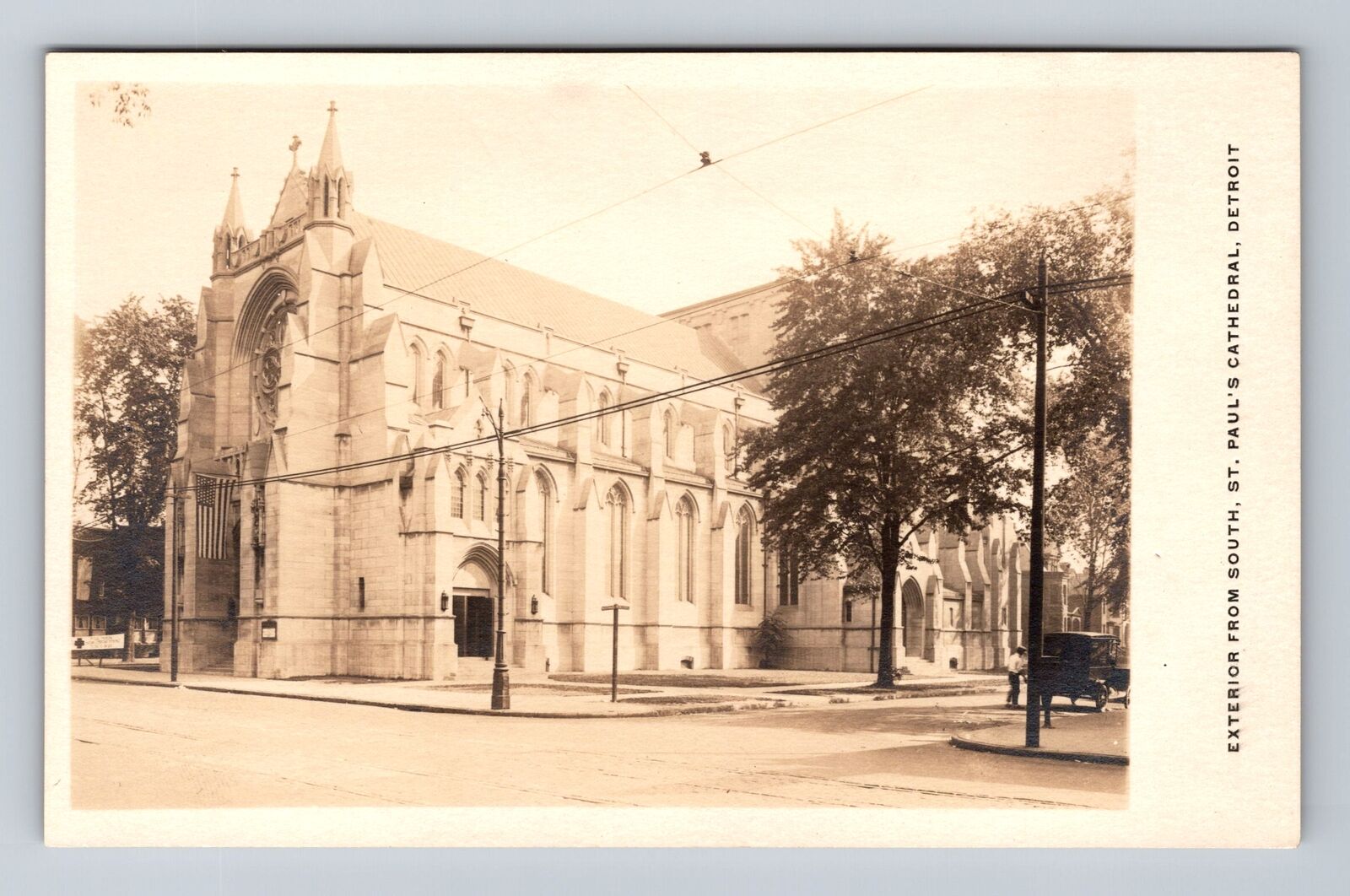 Detroit MI-Michigan, RPPC, Exterior, St Paul's Cathedral, Vintage Postcard
