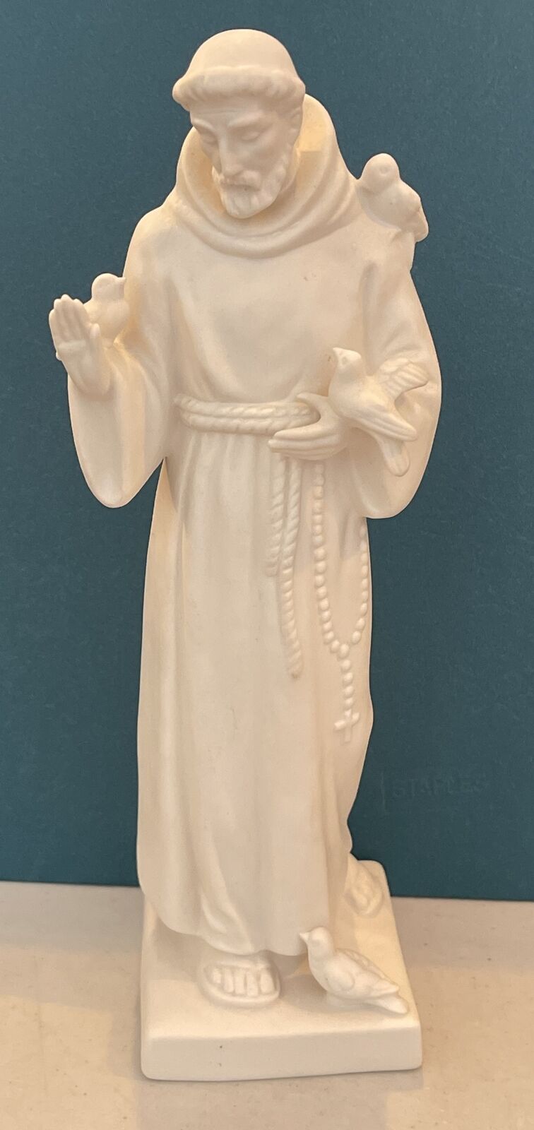Vintage Goebel West Germany St Francis of Assisi w/ Birds White Bisque Figure 