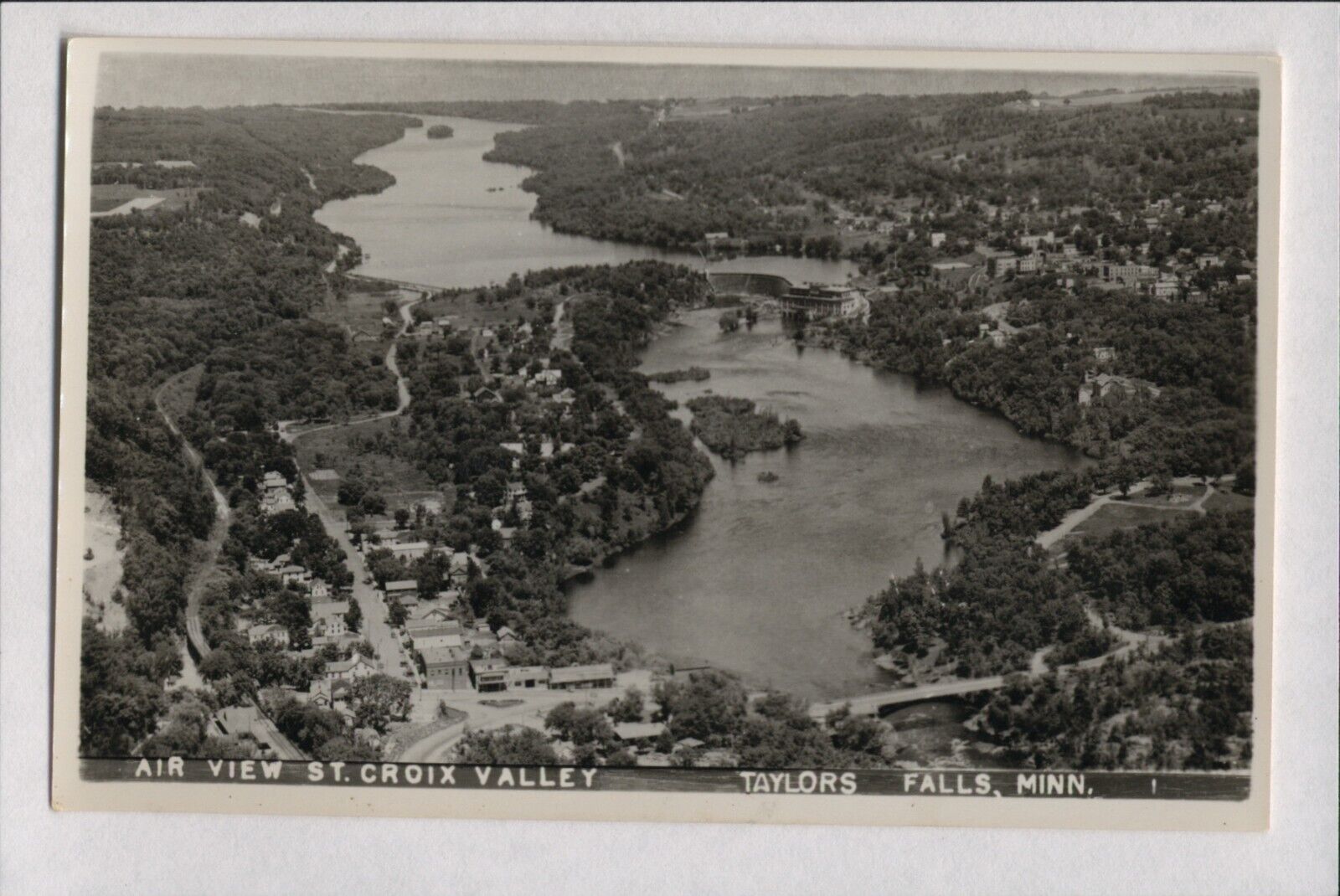 Lot of 2 1940\'s RPPC Postcard Taylors Falls Minnesota Air View St Croix & Park
