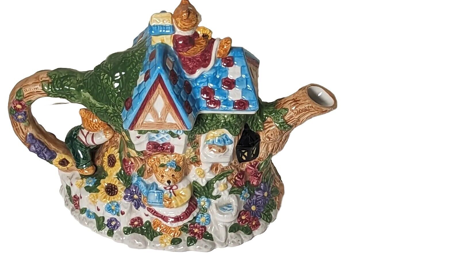 Teapot Teddy Bear Decorative House Mercuries 90s Vintage 90s