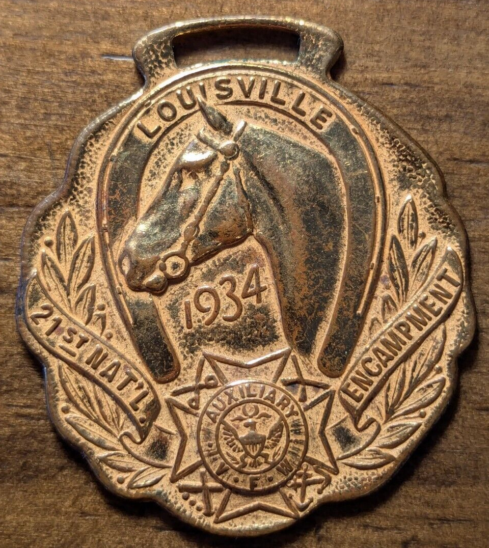 1934 Louisville, Kentucky KY VFW 21st National Encampment Horseshoe Horse Fob