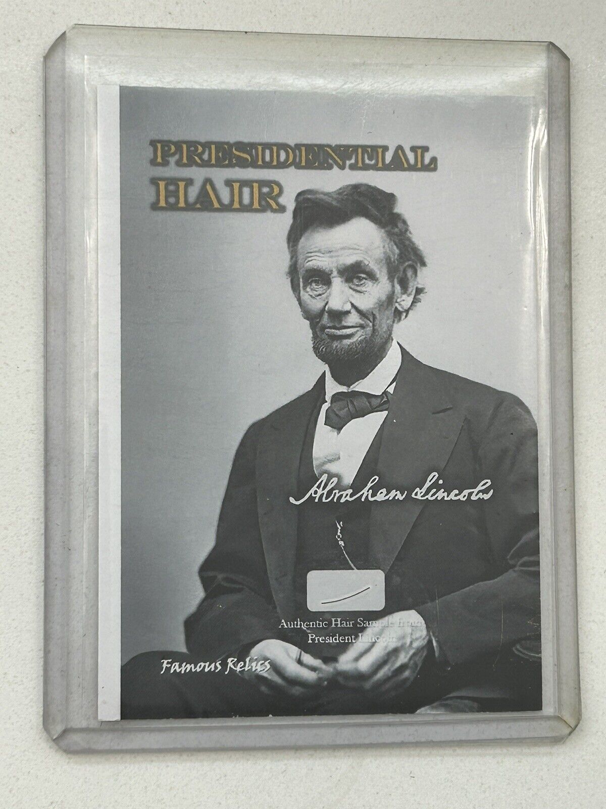 Abraham Lincoln Hair Strand Card President Historic Card Famous Relics Rare DNA