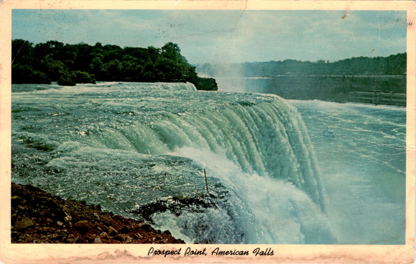 Prospect Point, American Falls, Niagara Falls, New York, rock fall, Postcard