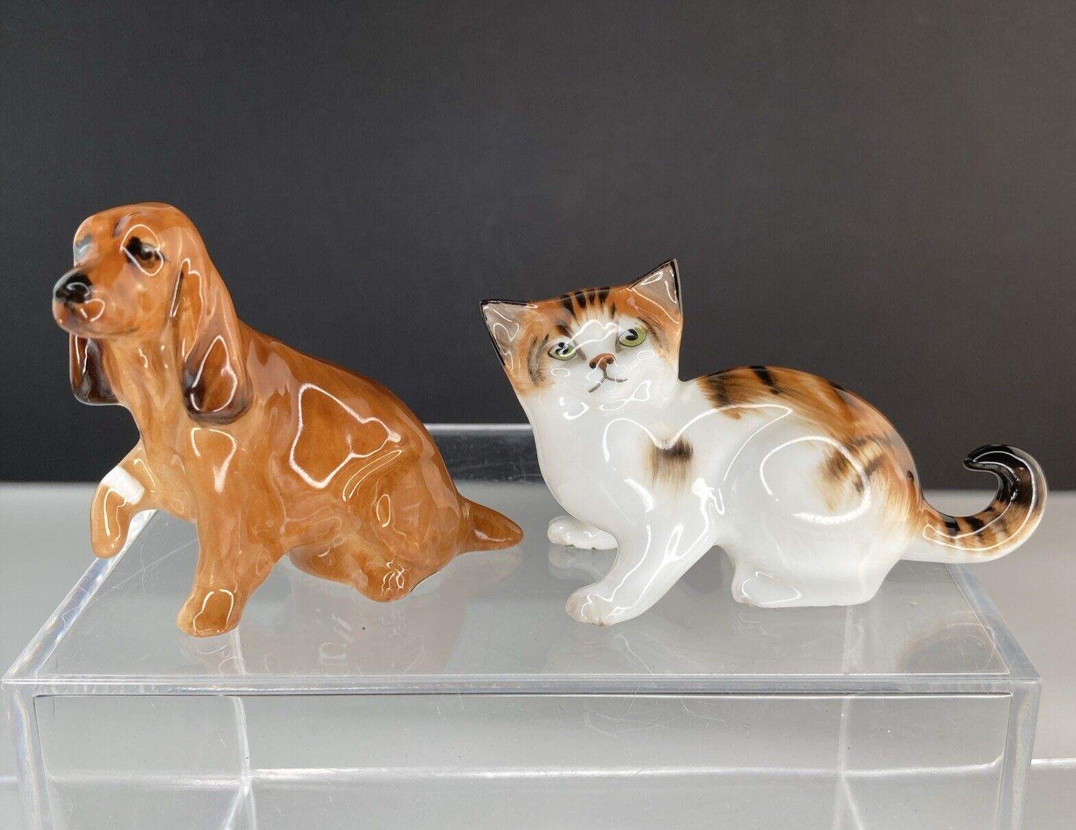 Vintage Royal Doulton Miniature Porcelain Cat and Injured Dog