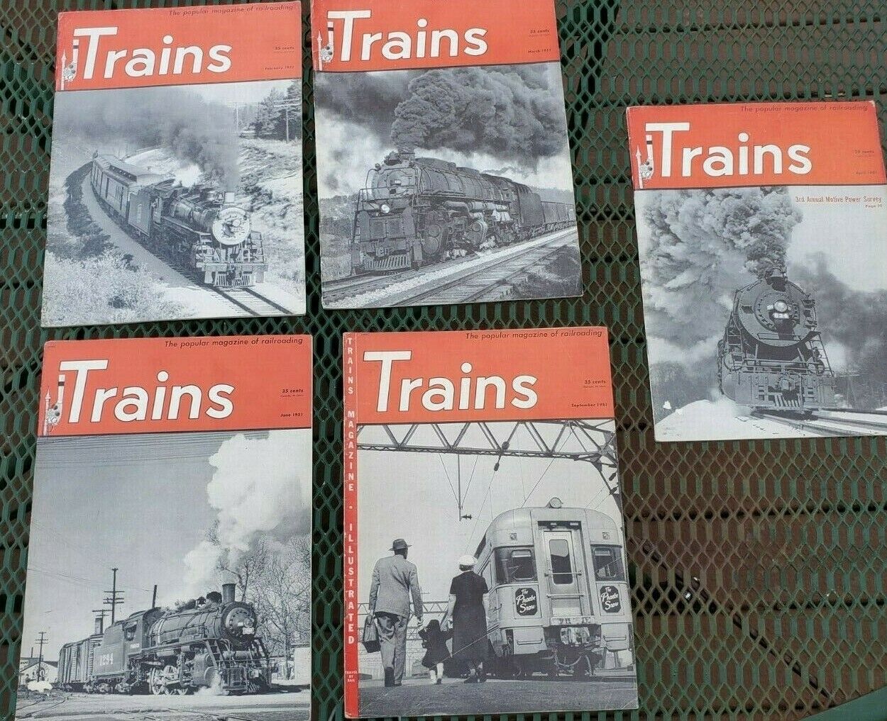 Lot of 5 Trains Magazine - 1951 - Feb, March, April, June, September