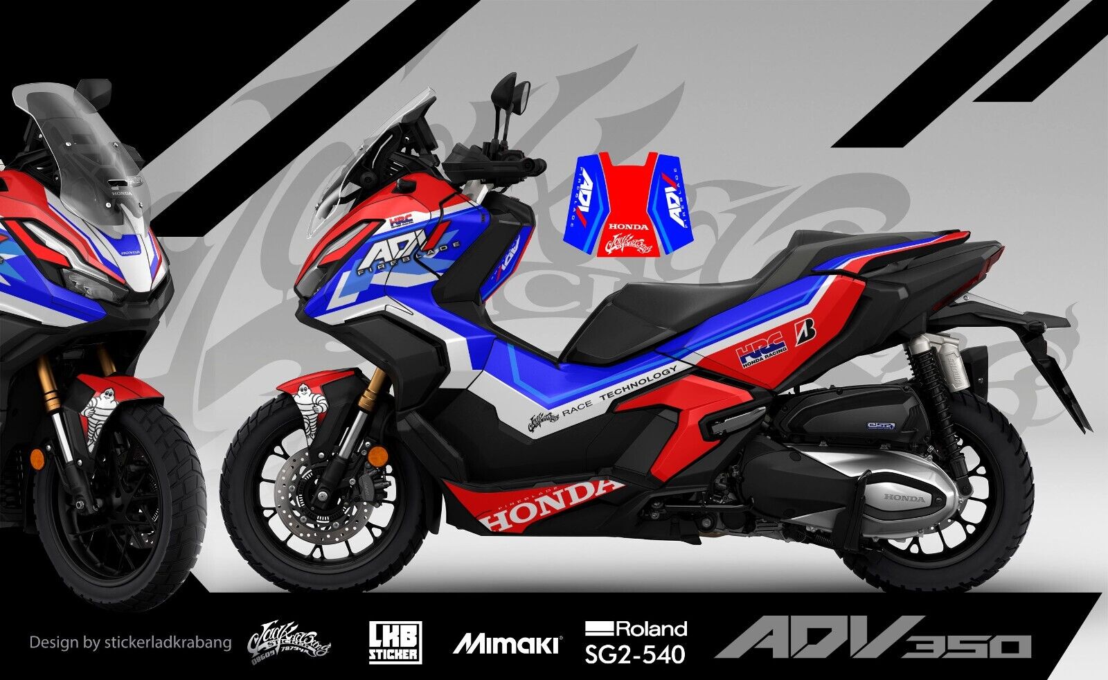Graphics Decal Kit Wrap Compatible with Honda Adv 350 2021-2024 / Fireblade