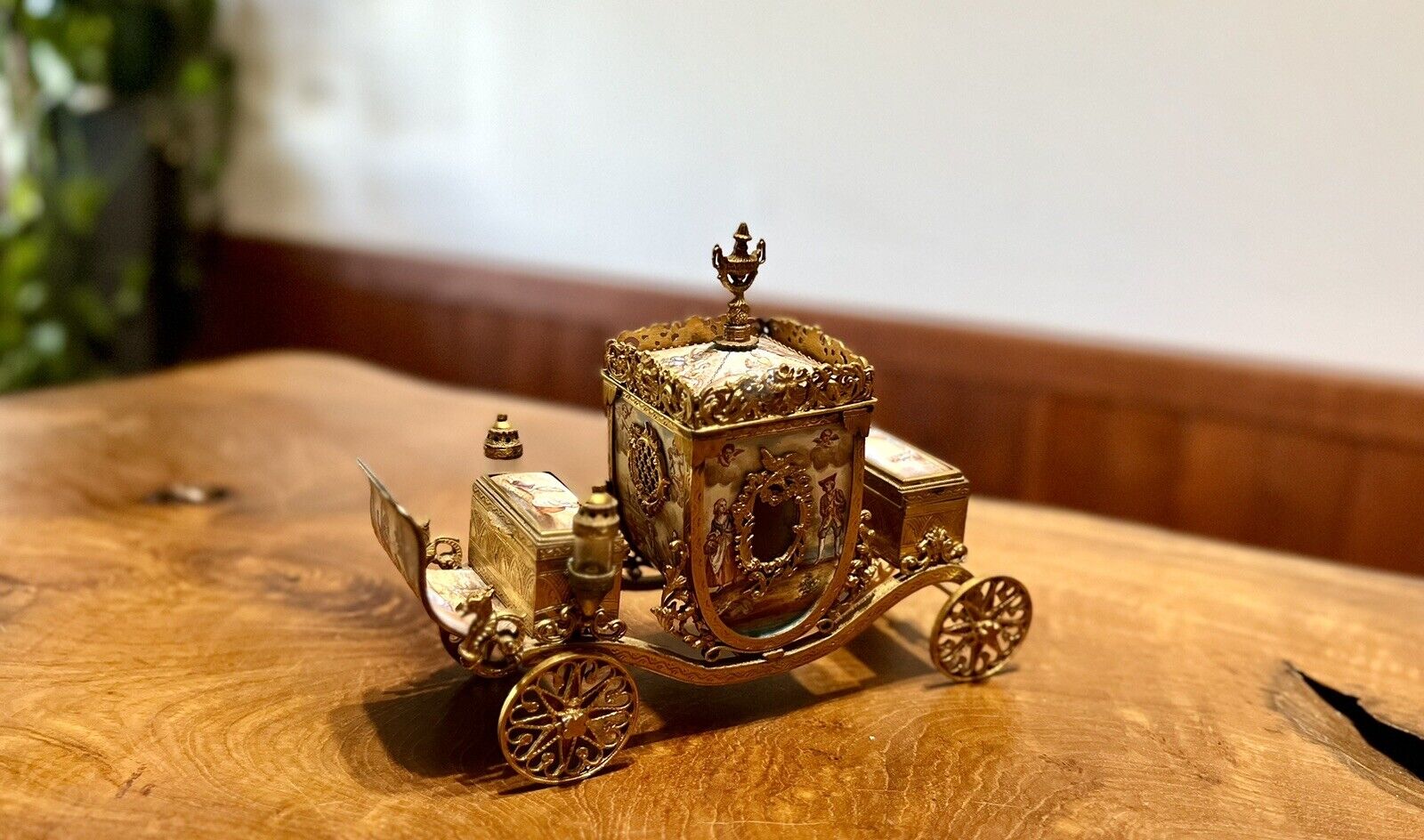 19th C. Viennese Gilt Bronze Enamel Painted Carriage