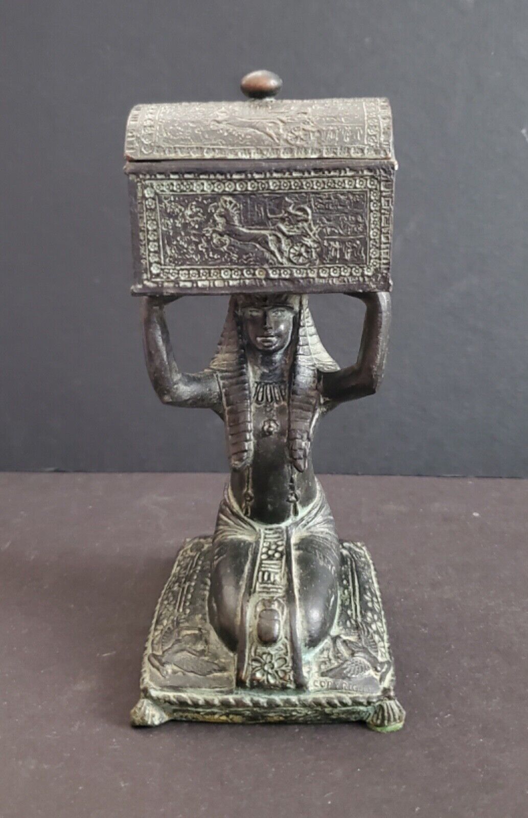 EARLY DECO EGYPTIAN REVIVAL GODDESS INTRICATE WEIDLICH BROTHERS CIGARETTE BOX