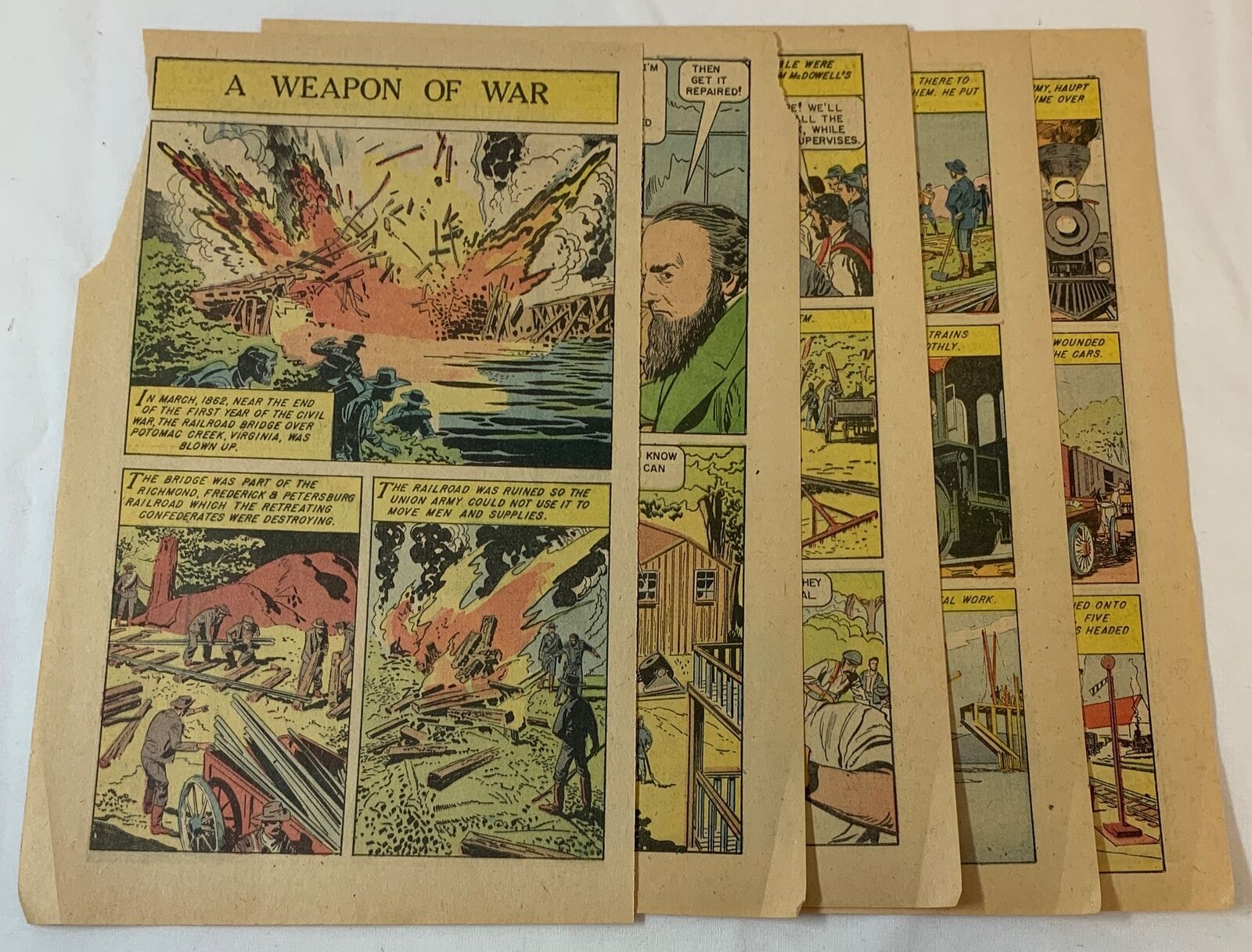 1958 eleven page cartoon story~ THE RAILROAD AS A WEAPON OF WAR