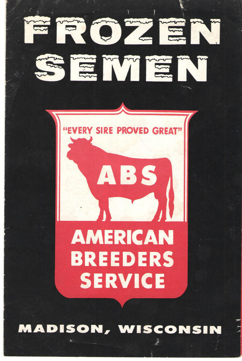 VTG 1957 FROZEN BULL SEMEN ADVERTISING POSTER/BROCHURE-AMERICAN BREEDERS SERVICE
