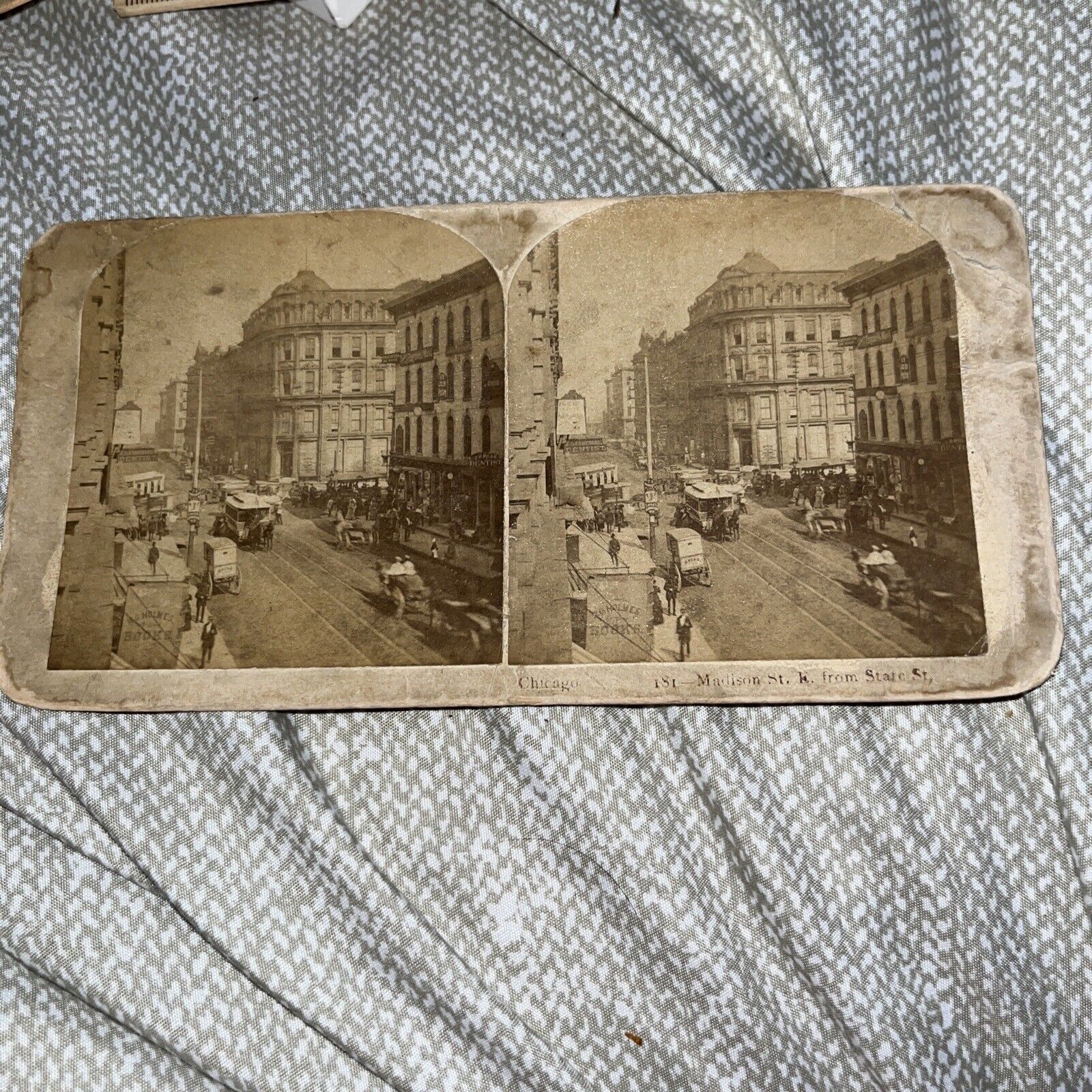 Antique Stereoview Photo - Madison St East from State Street Chicago IL Historic