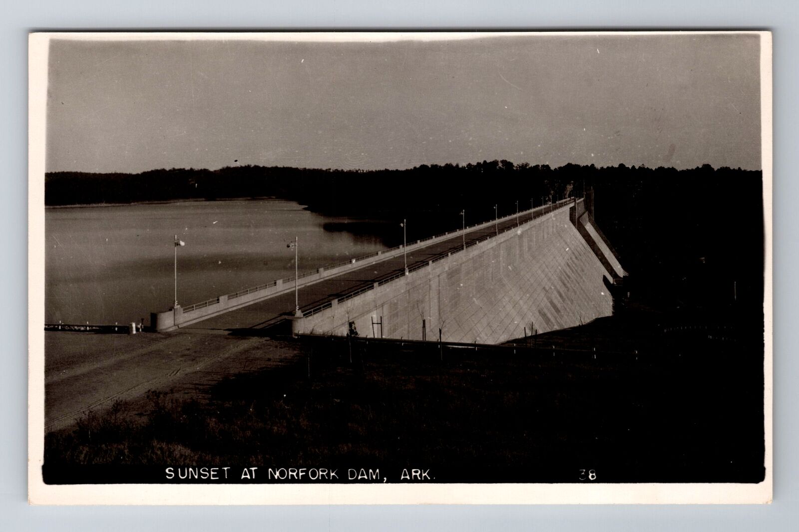 Norfork Dam AR-Arkansas RPPC, Sunset, Antique, Vintage Postcard
