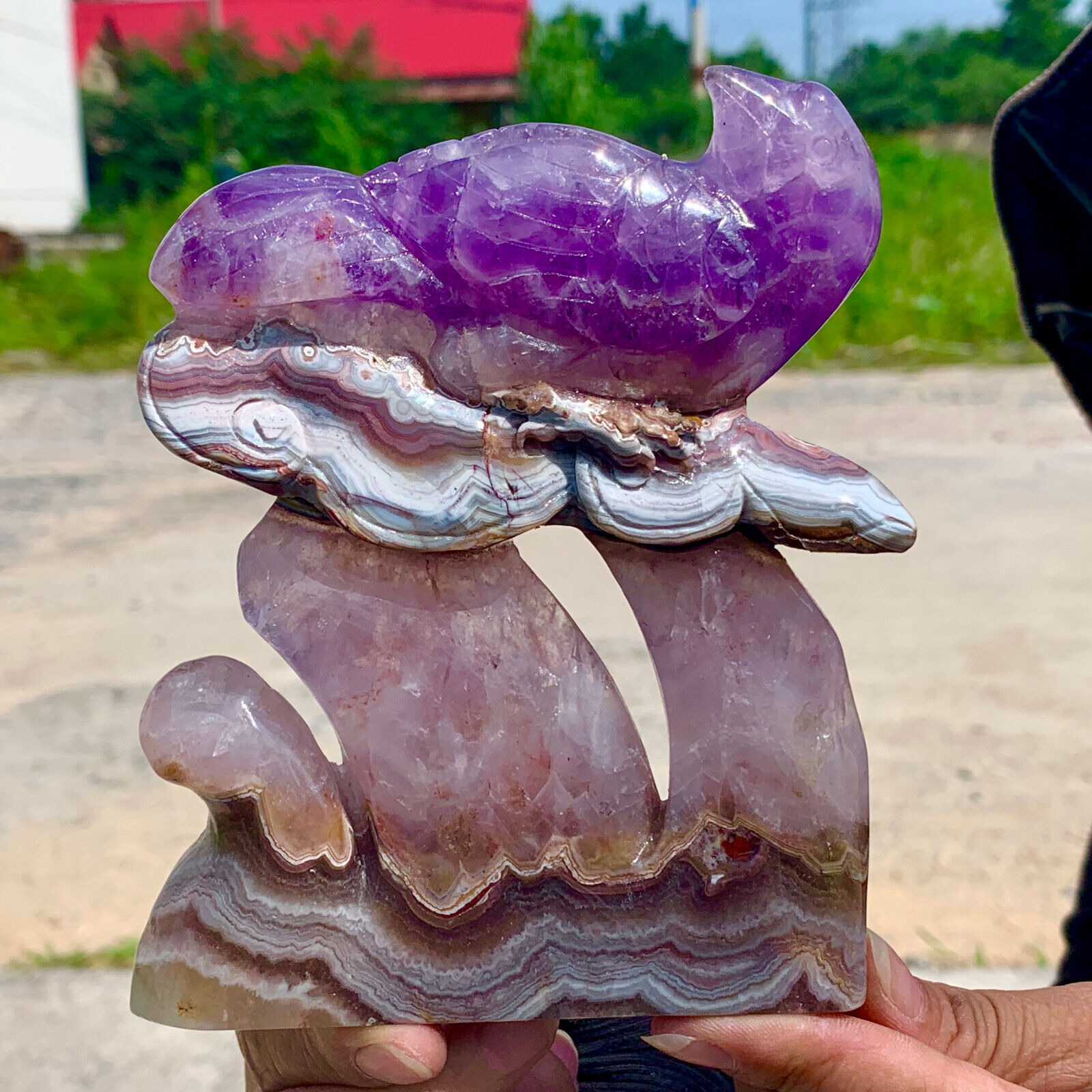 478G Dream of Nature Amethyst Crystal Handcarved Indigenous Healing