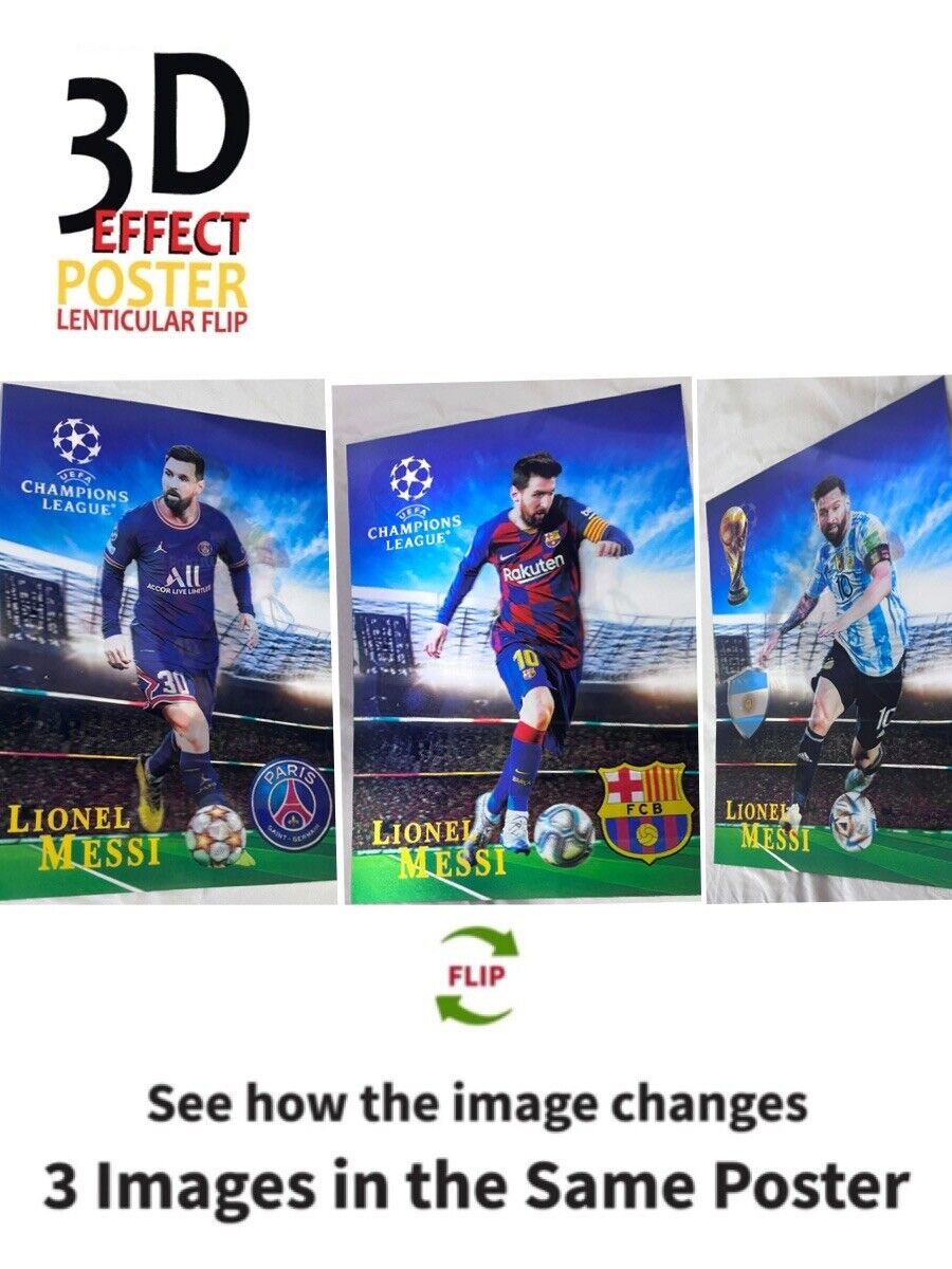Lionel Messi-3D Poster ,3D Lenticular-3 Images Change
