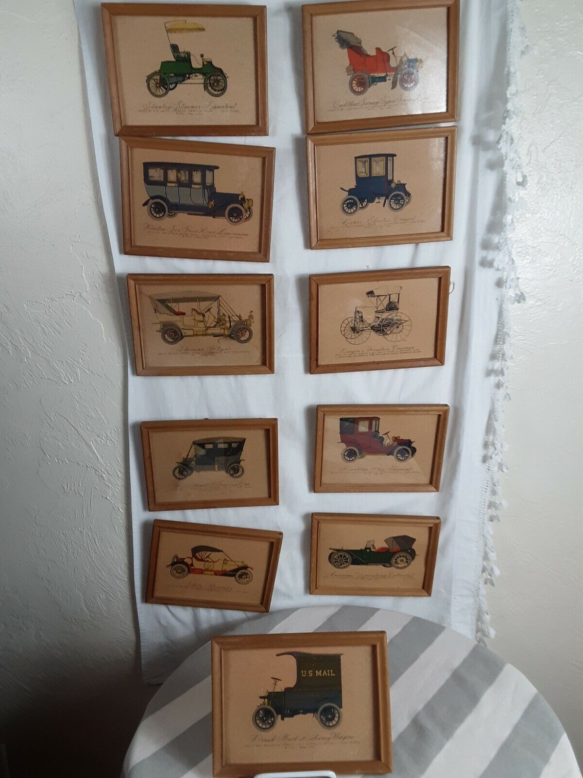 11 Antique Vintage Automobile Lithographs Produced mostly 1950\'s by Evelyn Curro