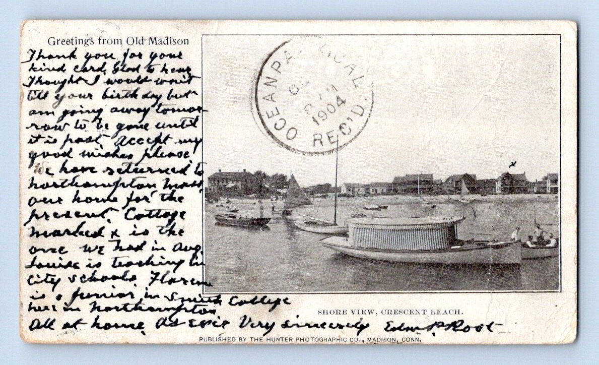 1904. OLD MADISON, SHORE VIEW/ CRESCENT BEACH, CONN. POSTCARD 1A37