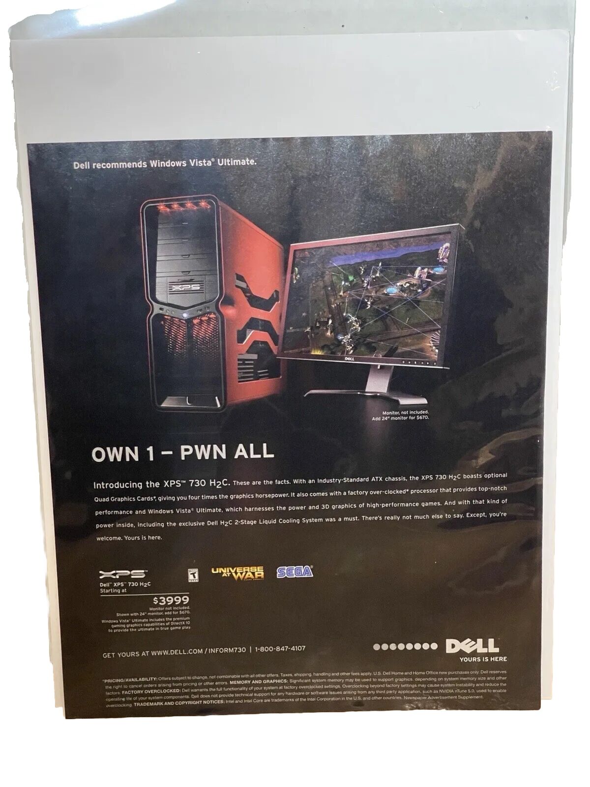 2007 DELL XPS 630 Gaming PCs Print Ad Official Universe at War Promo Art B