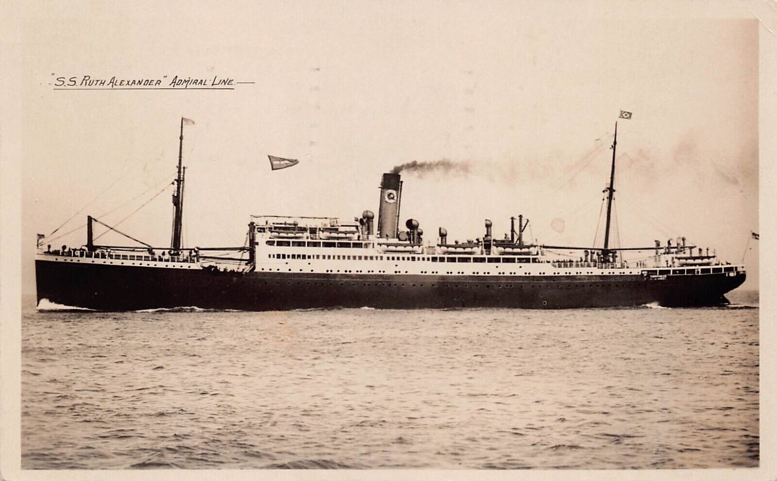 RPPC SS Ruth Alexander Admiral Line Puget Sound Ship Photo Vtg Postcard C7