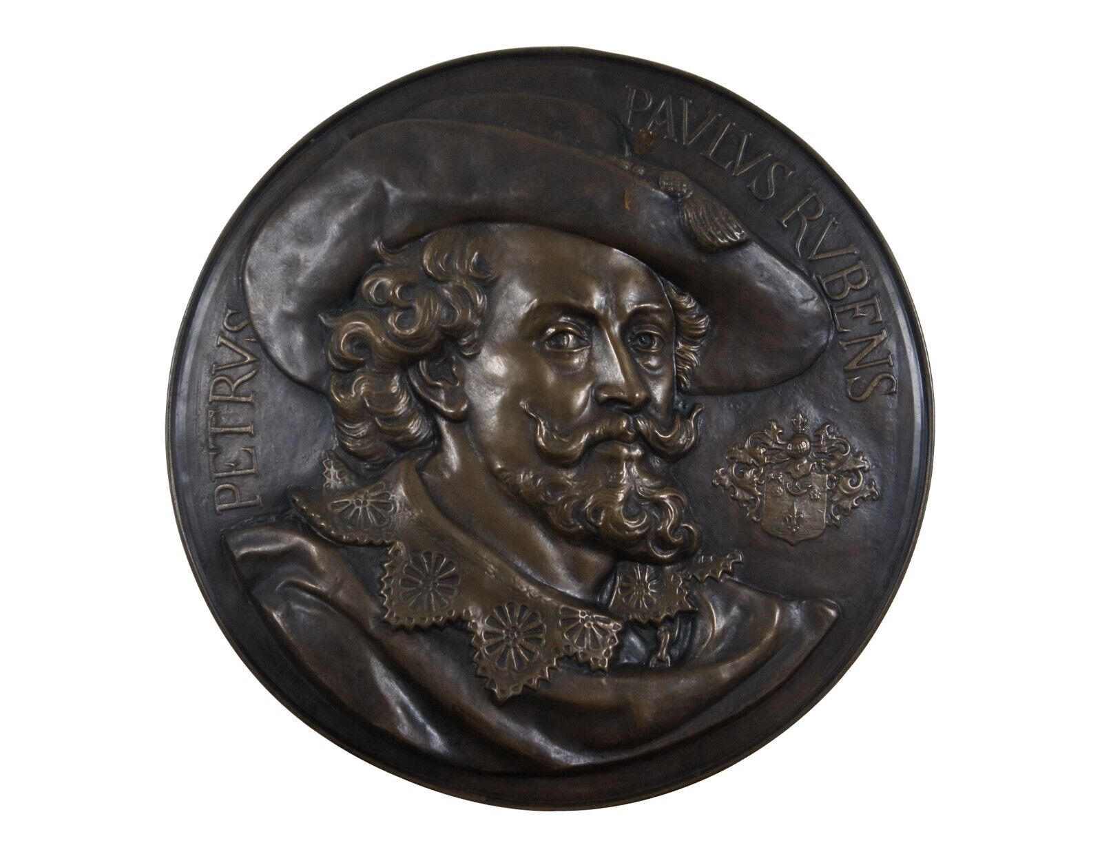 Antique Peter Paul Rubens Copper Embossed High Relief Wall Plaque Medallion 25