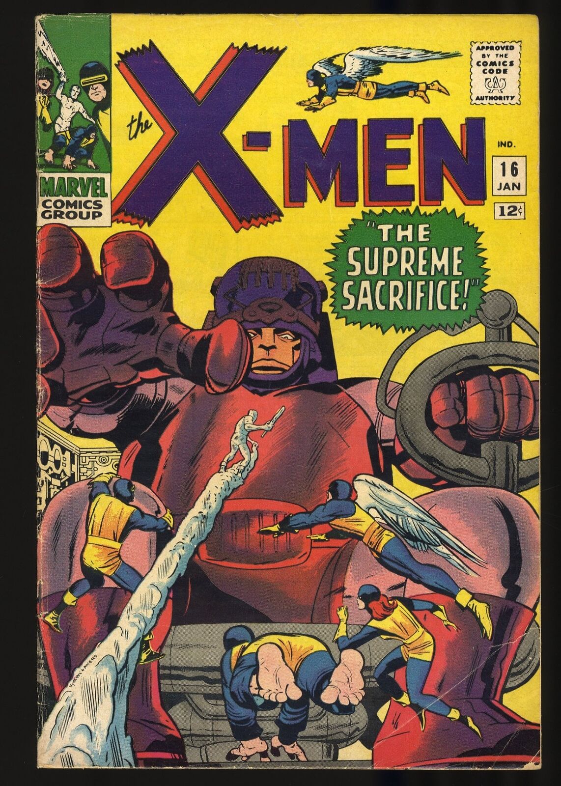 X-Men #16 FN- 5.5 3rd Appearance Sentinels Stan Lee Jack Kirby Art Marvel