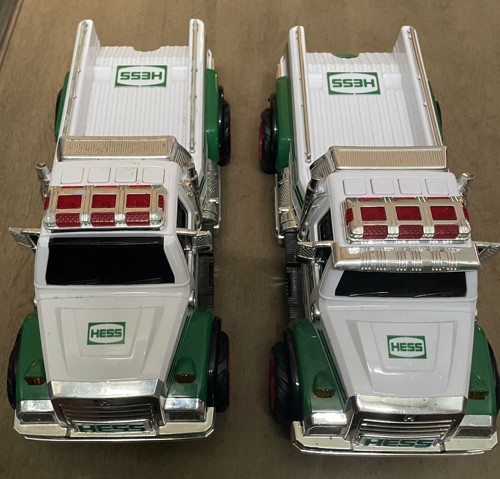 HESS 2011 LOT of 2 Truck Toy Pickup Gasoline White Green
