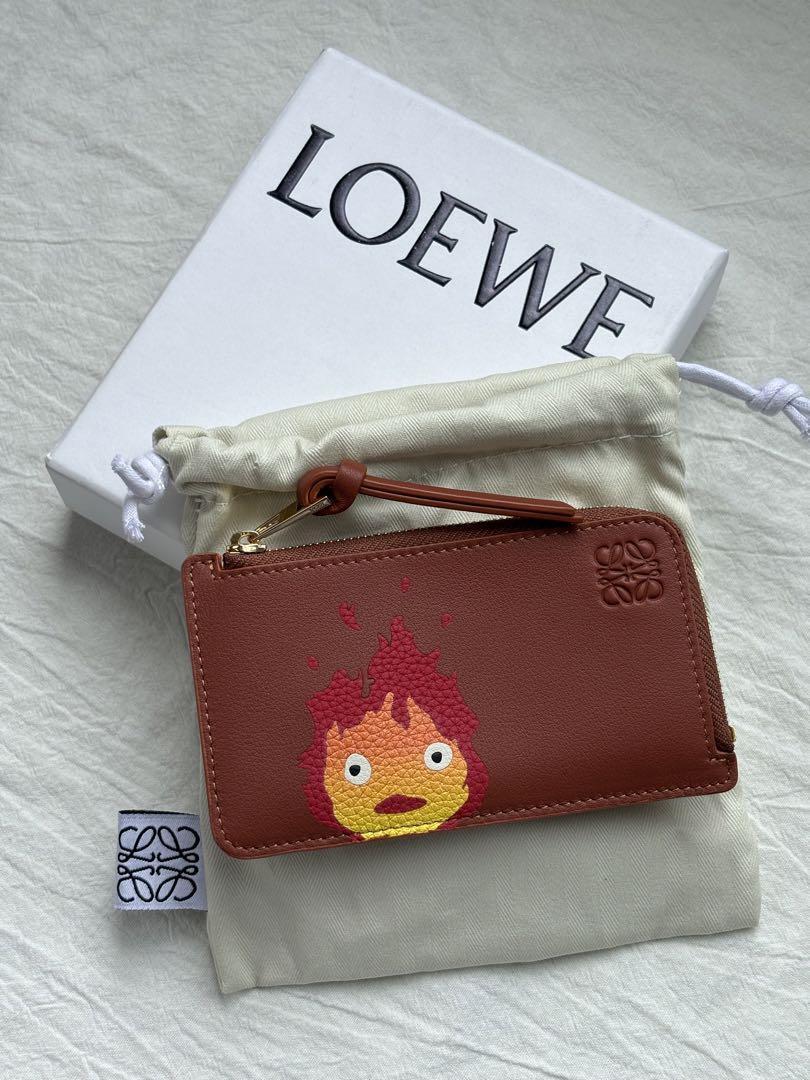 Loewe x Howl Calcifer Studio Ghibli Coin Case Card Holder Brown Used From JP F\S